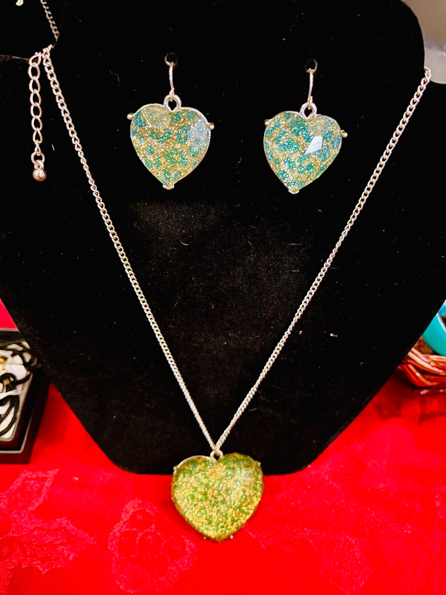 Leopard Print Pendant Earring and Necklace Set
