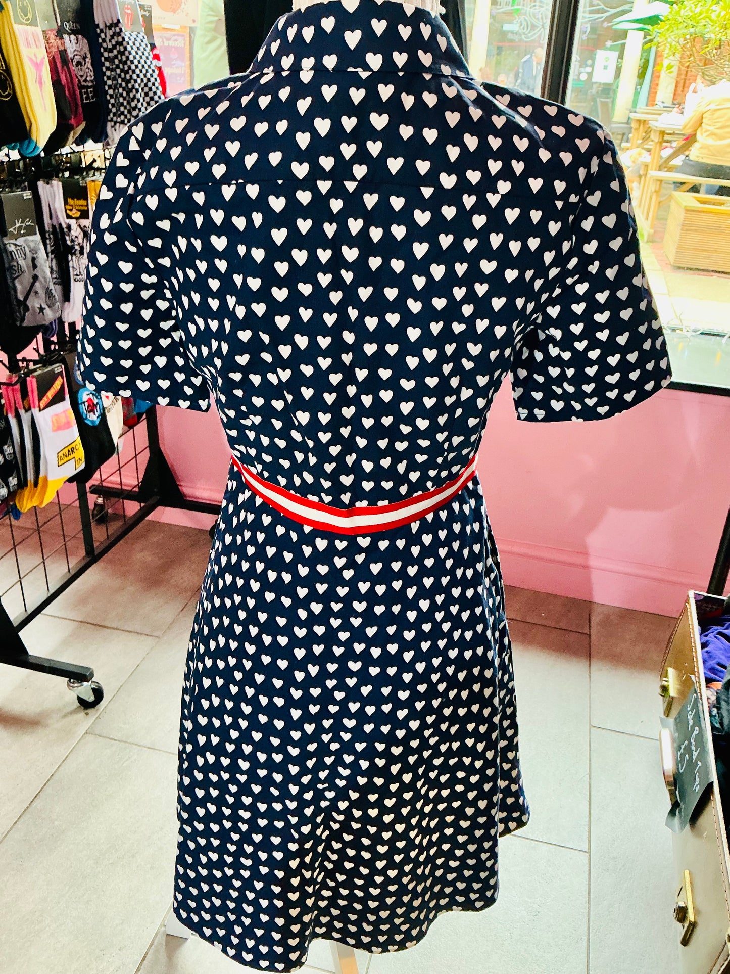 Draper James Navy and White Heart Tea Dress