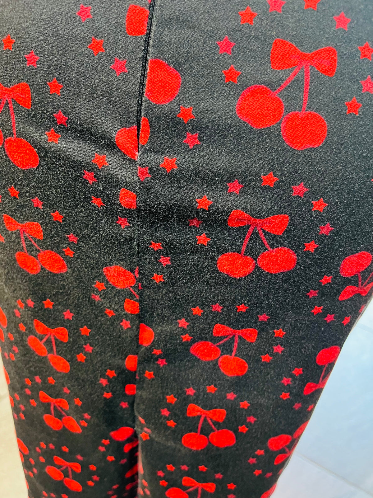 Collectif London Black Cherry Print Pencil Skirt
