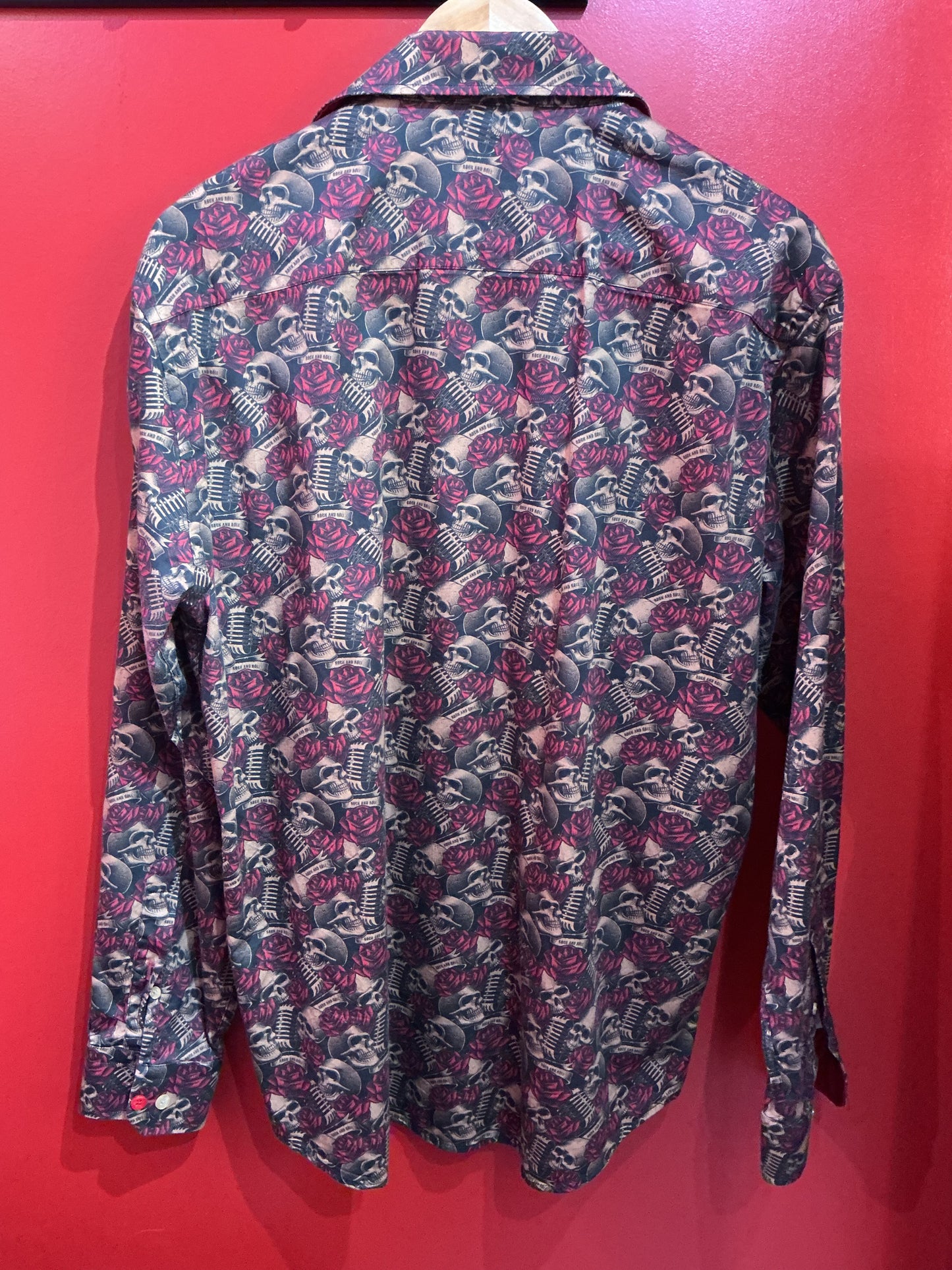 Printed long sleeve button down top