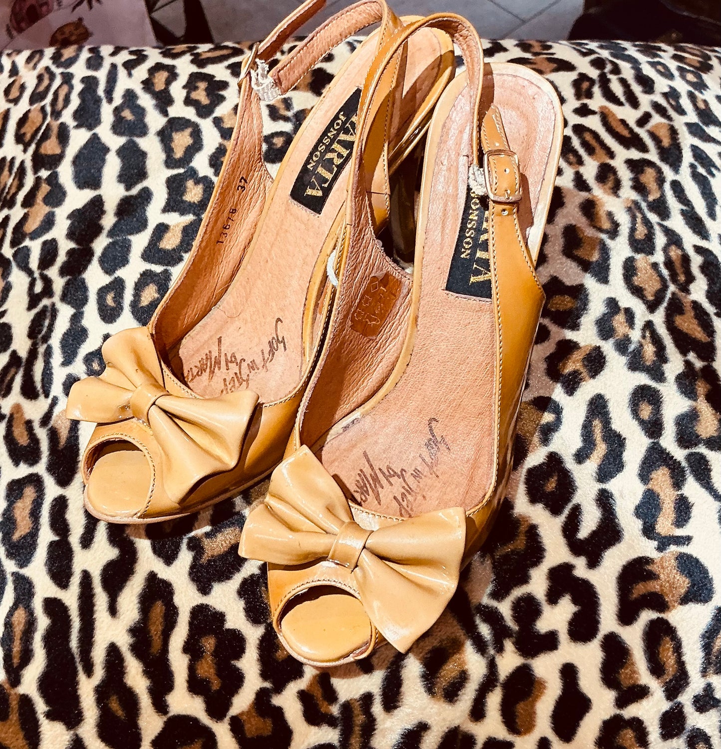 Mustard 1980s Marta Jonsson Sling Back Heels- Size 4/37