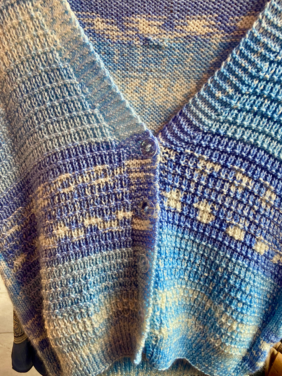 Hand Knit Blue Button Up Sweater Vest