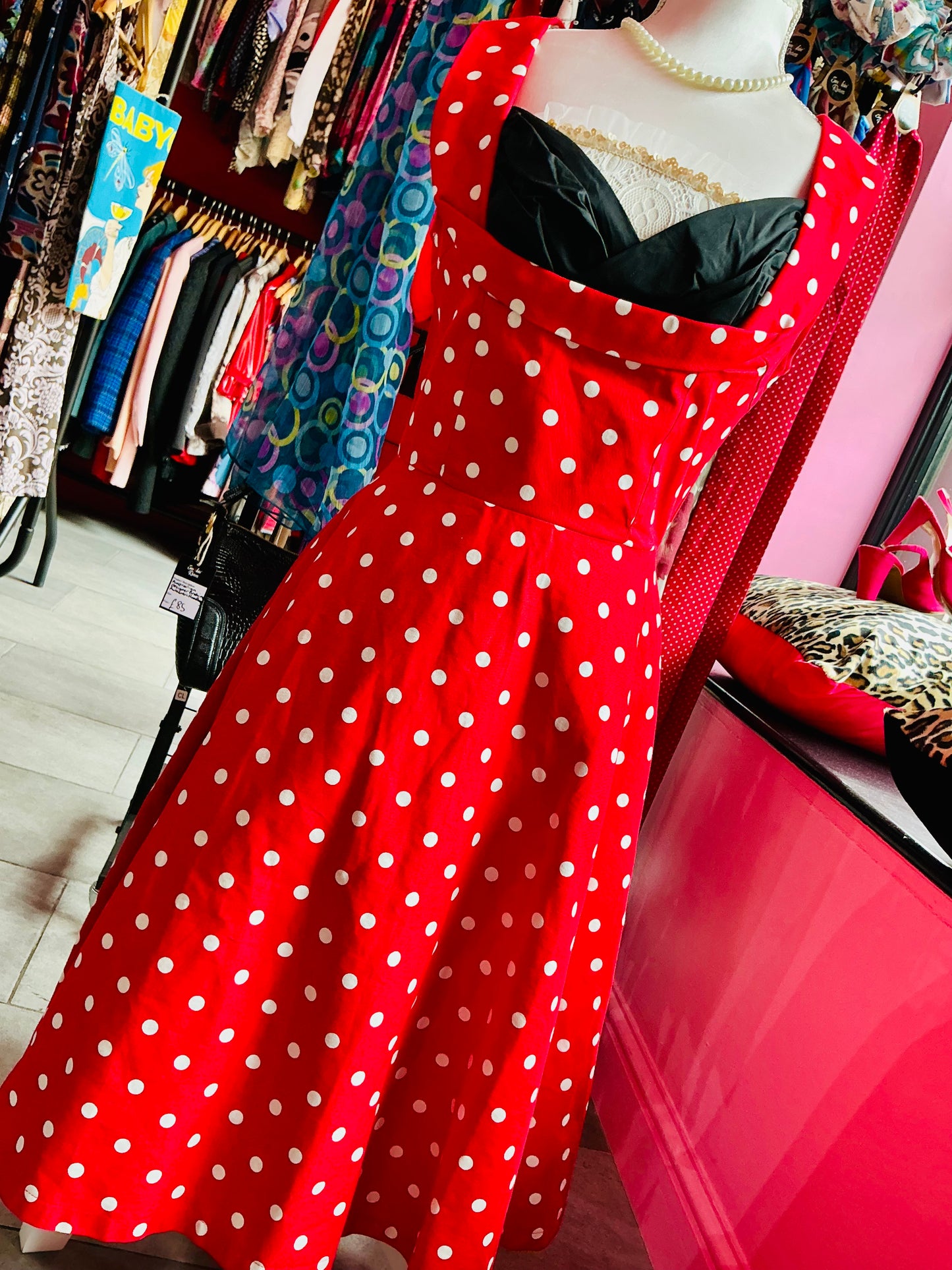 Red and White Lindy Bop Swing Dress