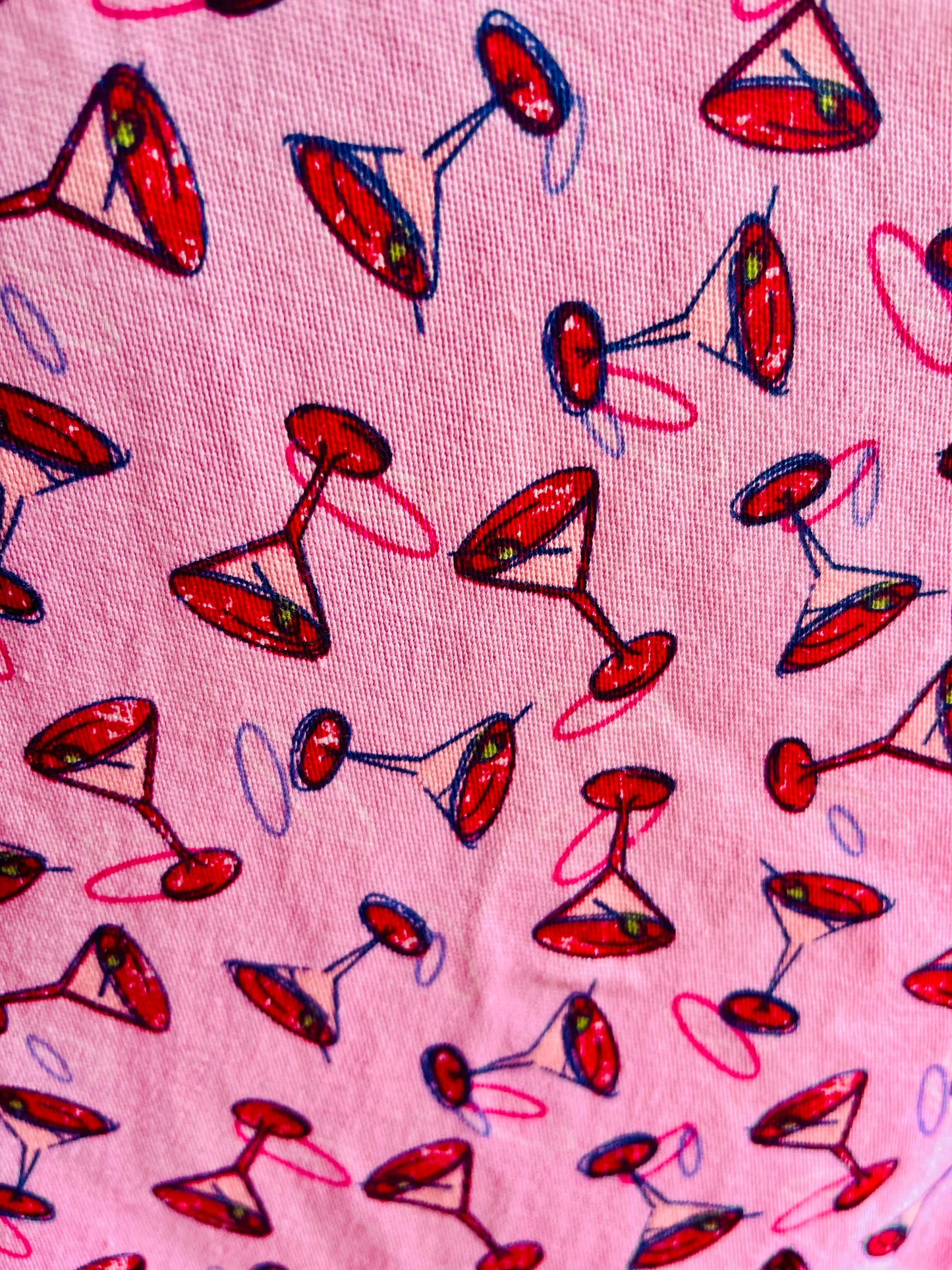 Pink Cocktail Print Vintage Party Dress