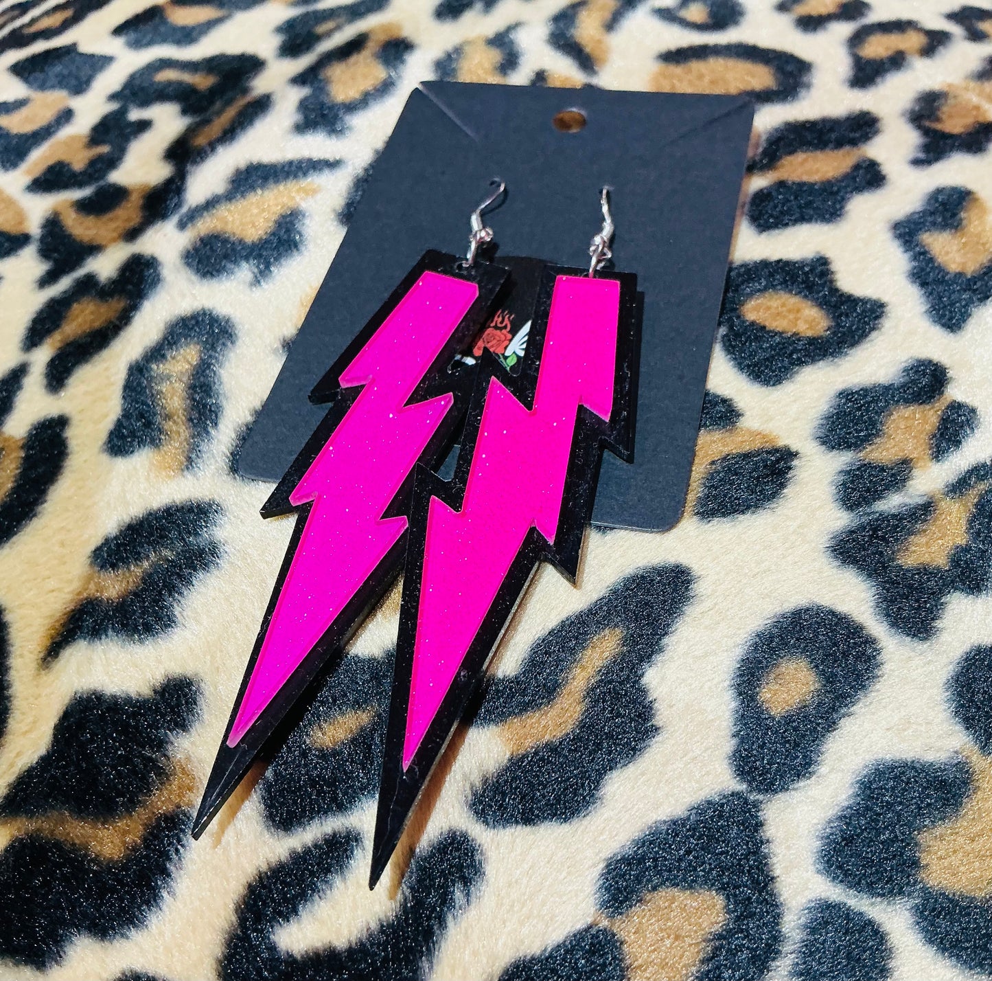 Ziggy Stardust Pink Lightning Bolt Earrings