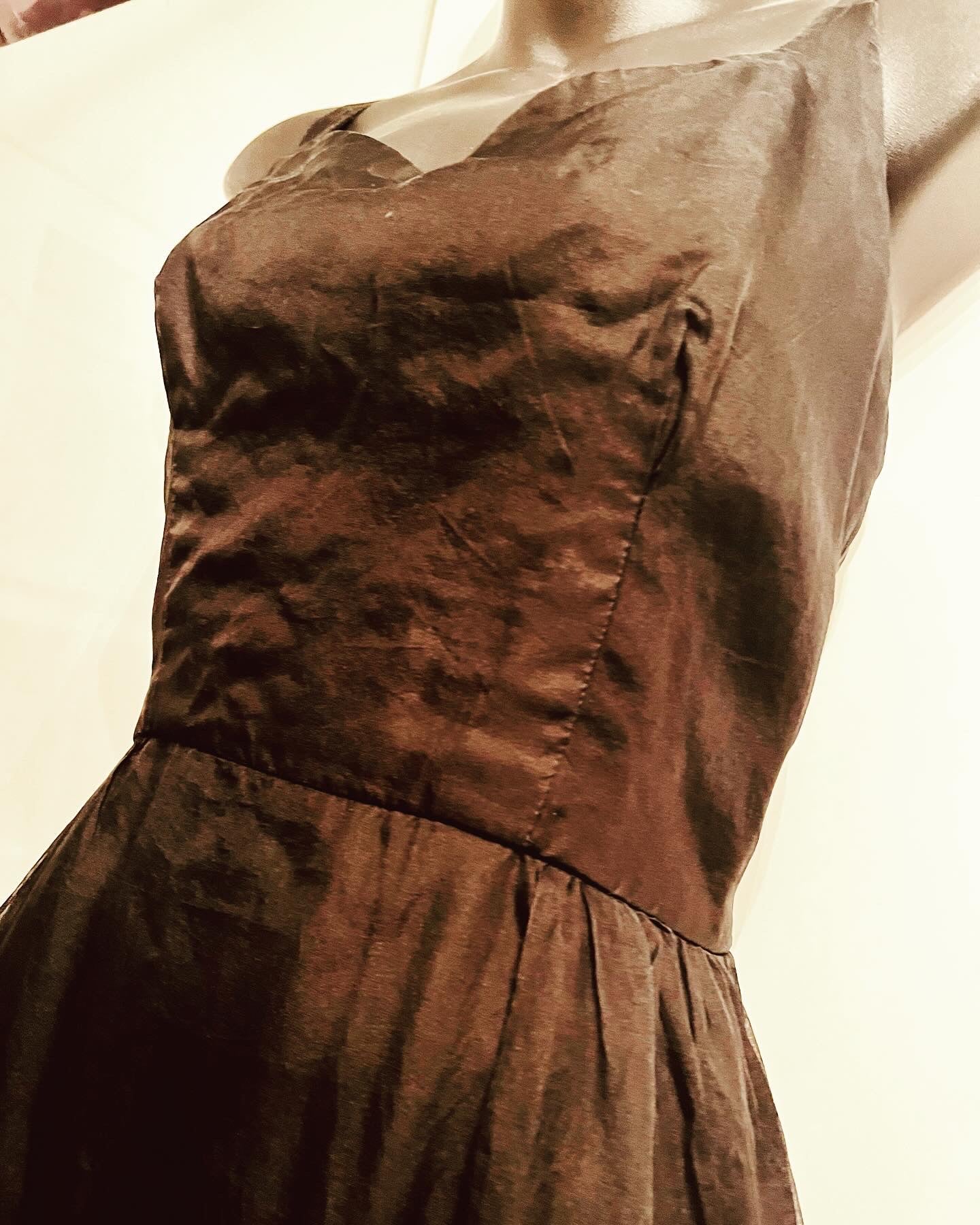 Original 1950s vintage Kitty Copeland Black Silk Dress