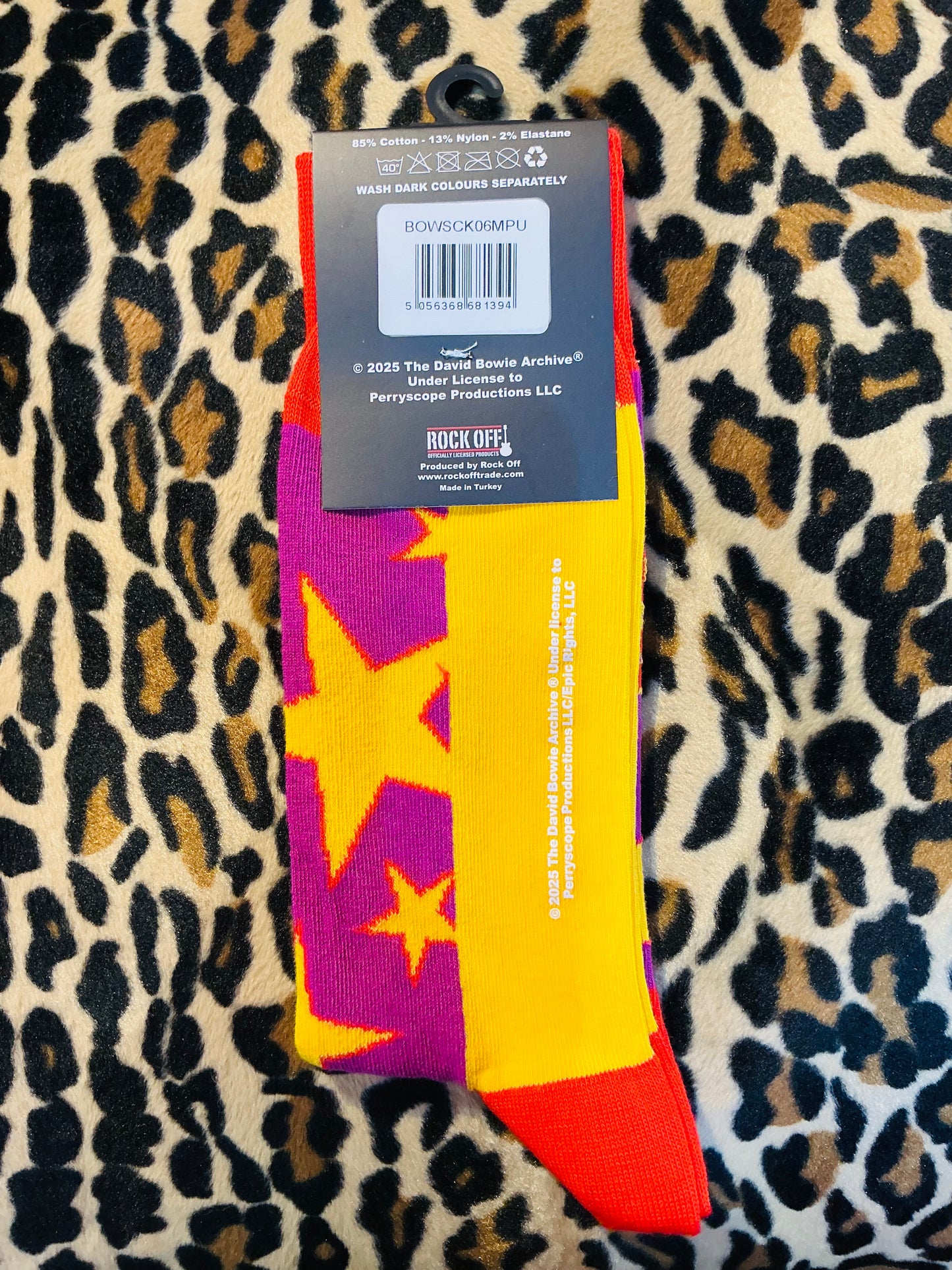 David Bowie Purple and Yellow Stars Socks