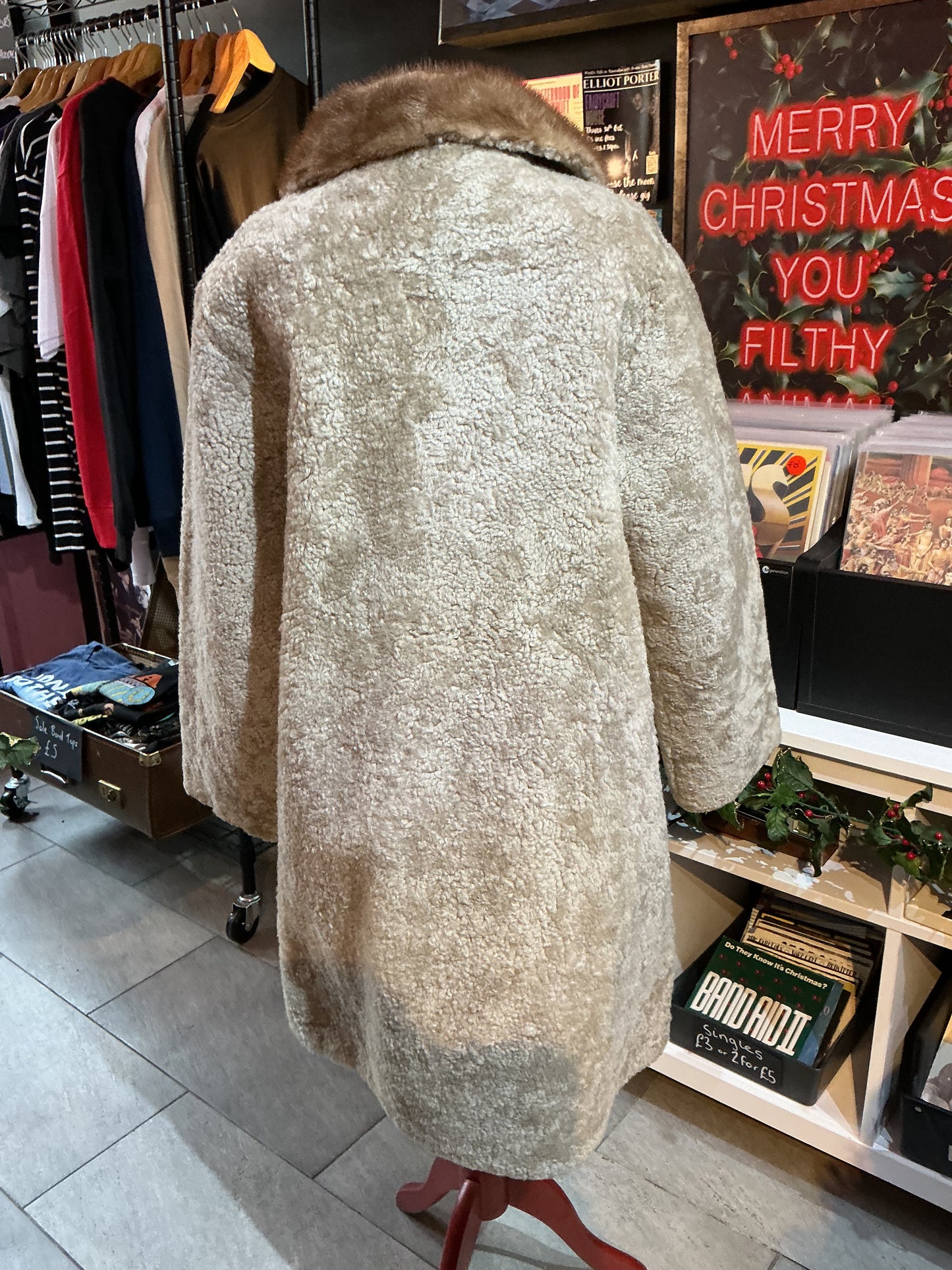 1960s Vintage Cream Teddy Overcoat