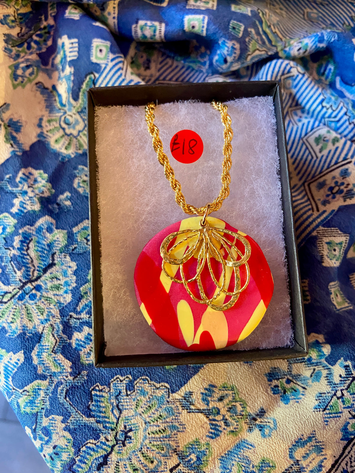 Handmade Red Pendant Necklace by Laurie May