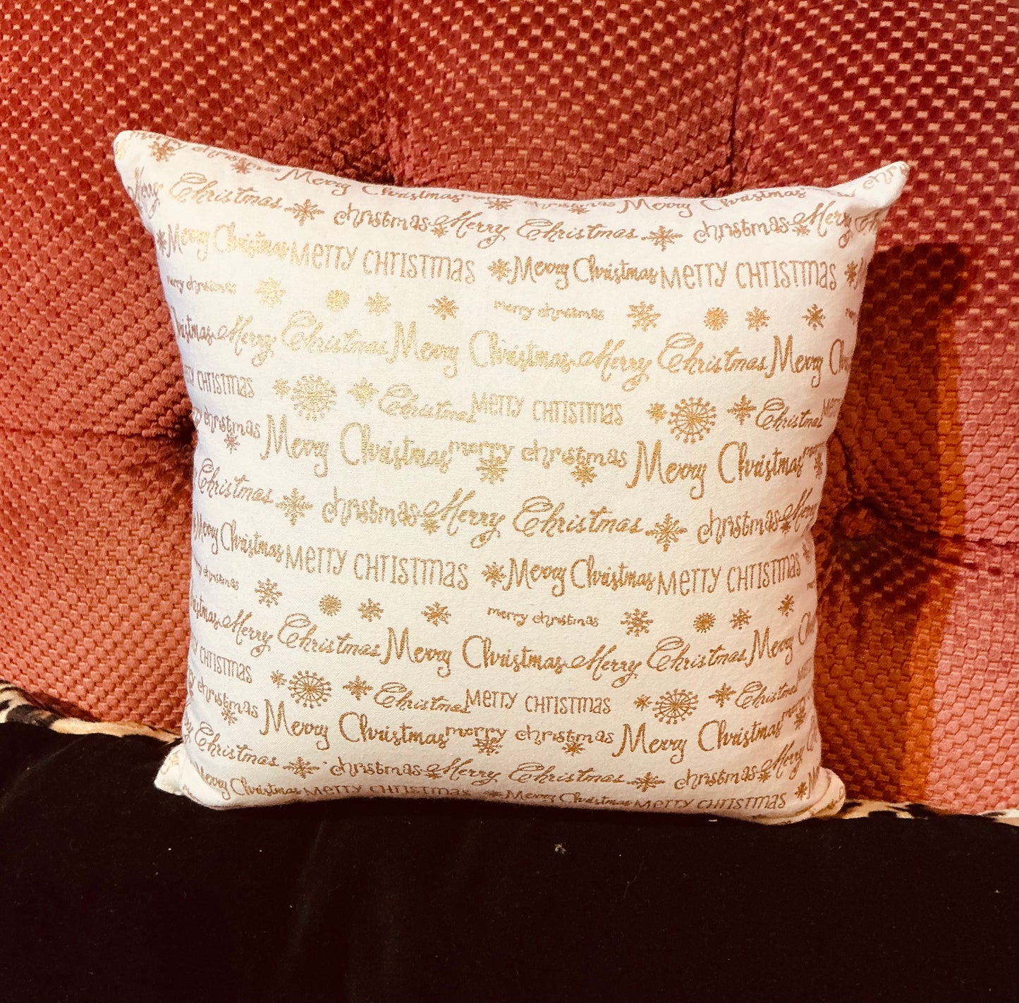 Handmade Vintage Santa and Rudolph Cushion