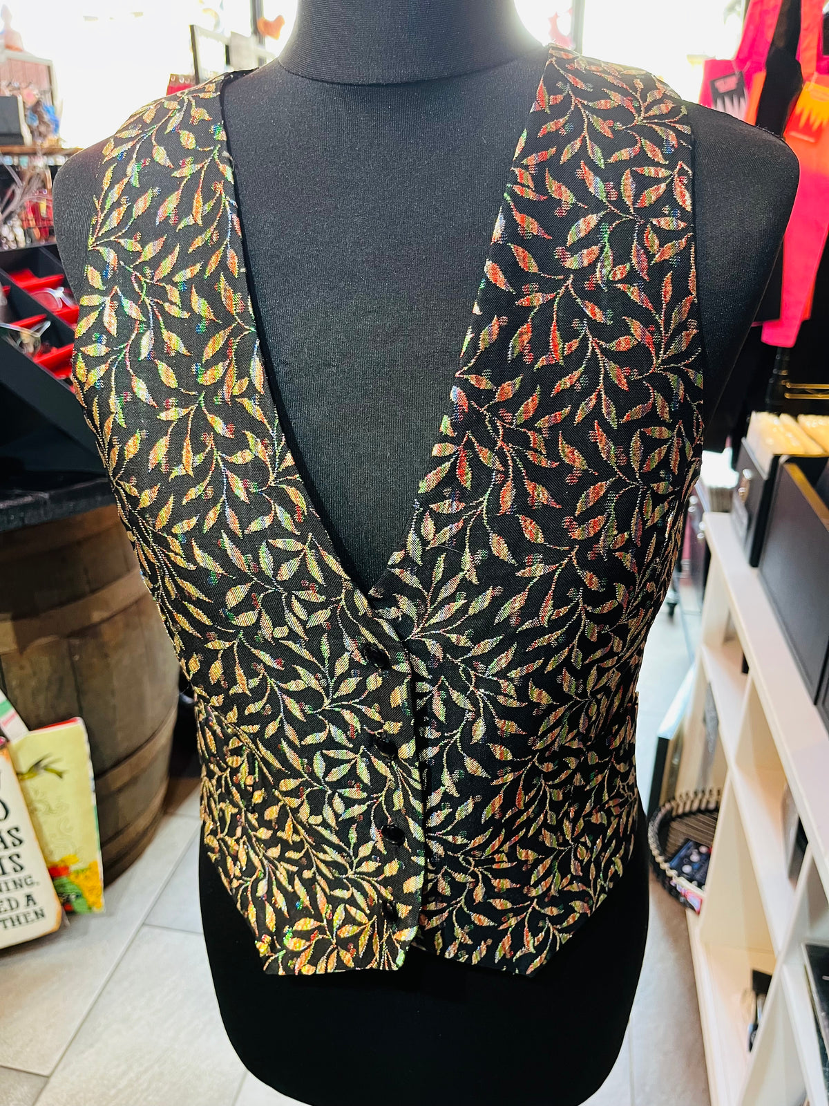 1960s Vintage Marion Donaldson Shiny Leaves Waistcoat