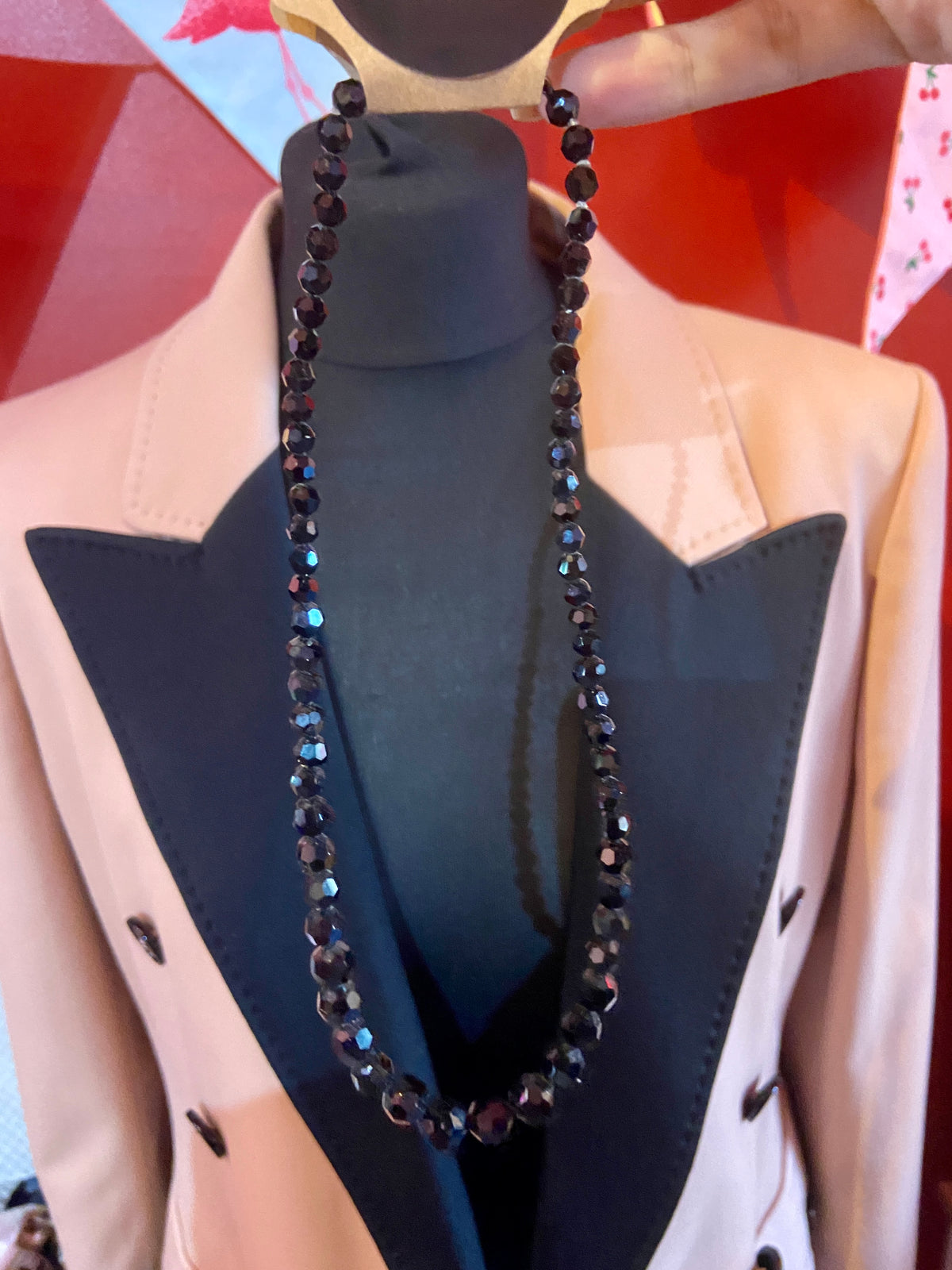 Reflective Black Beaded Necklace