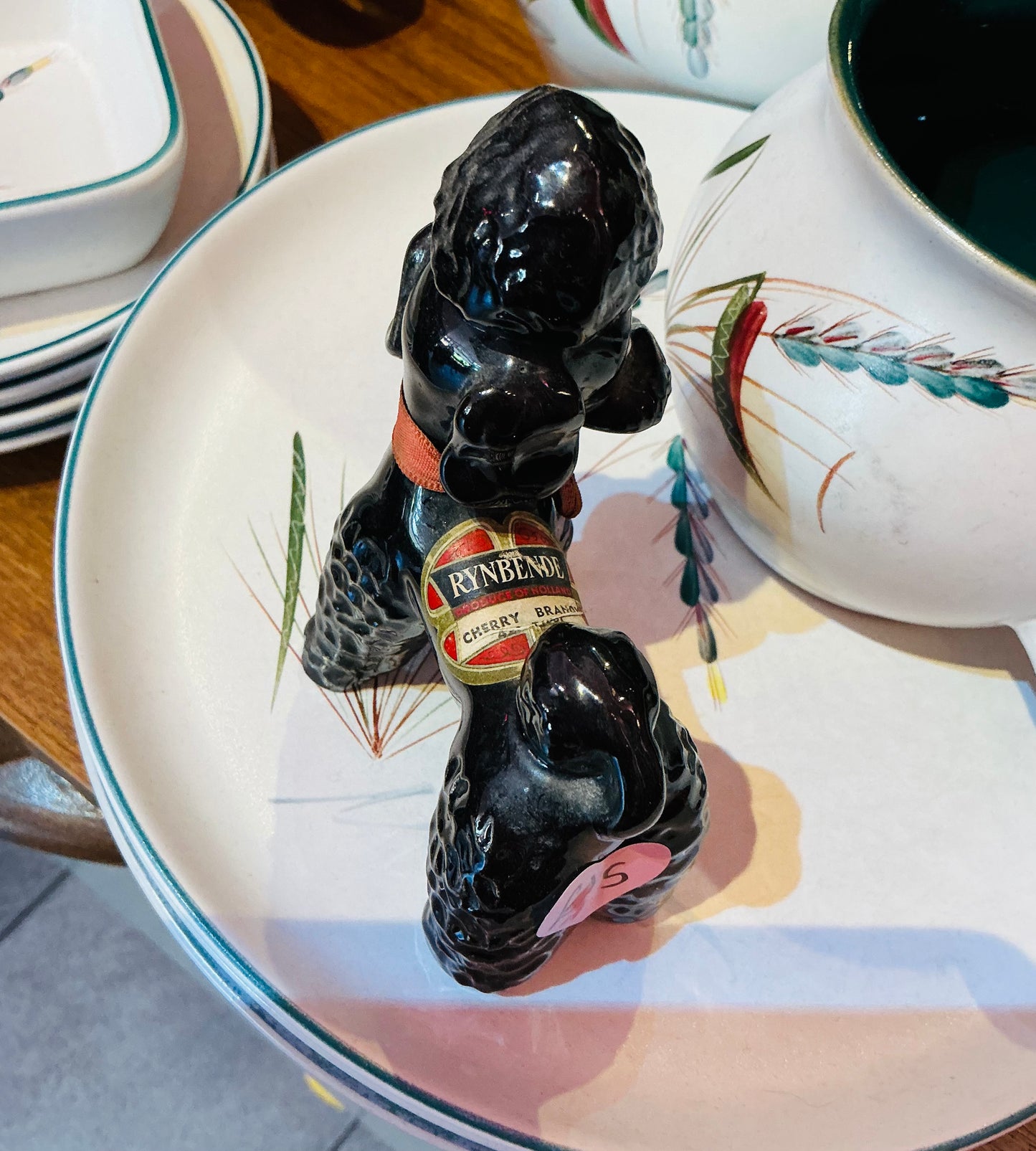 1960s Black Poodle Liquor Bottle with Cherry Brandy
