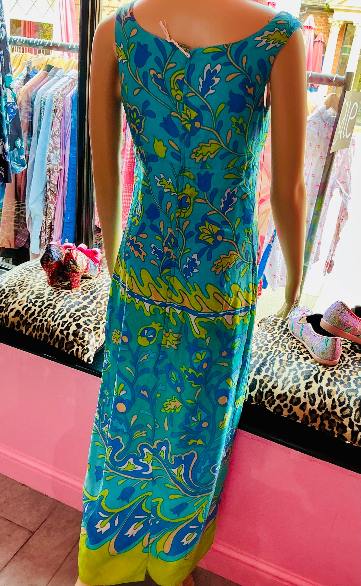 1970s Vintage Dollyrockers Silk Maxi Dress