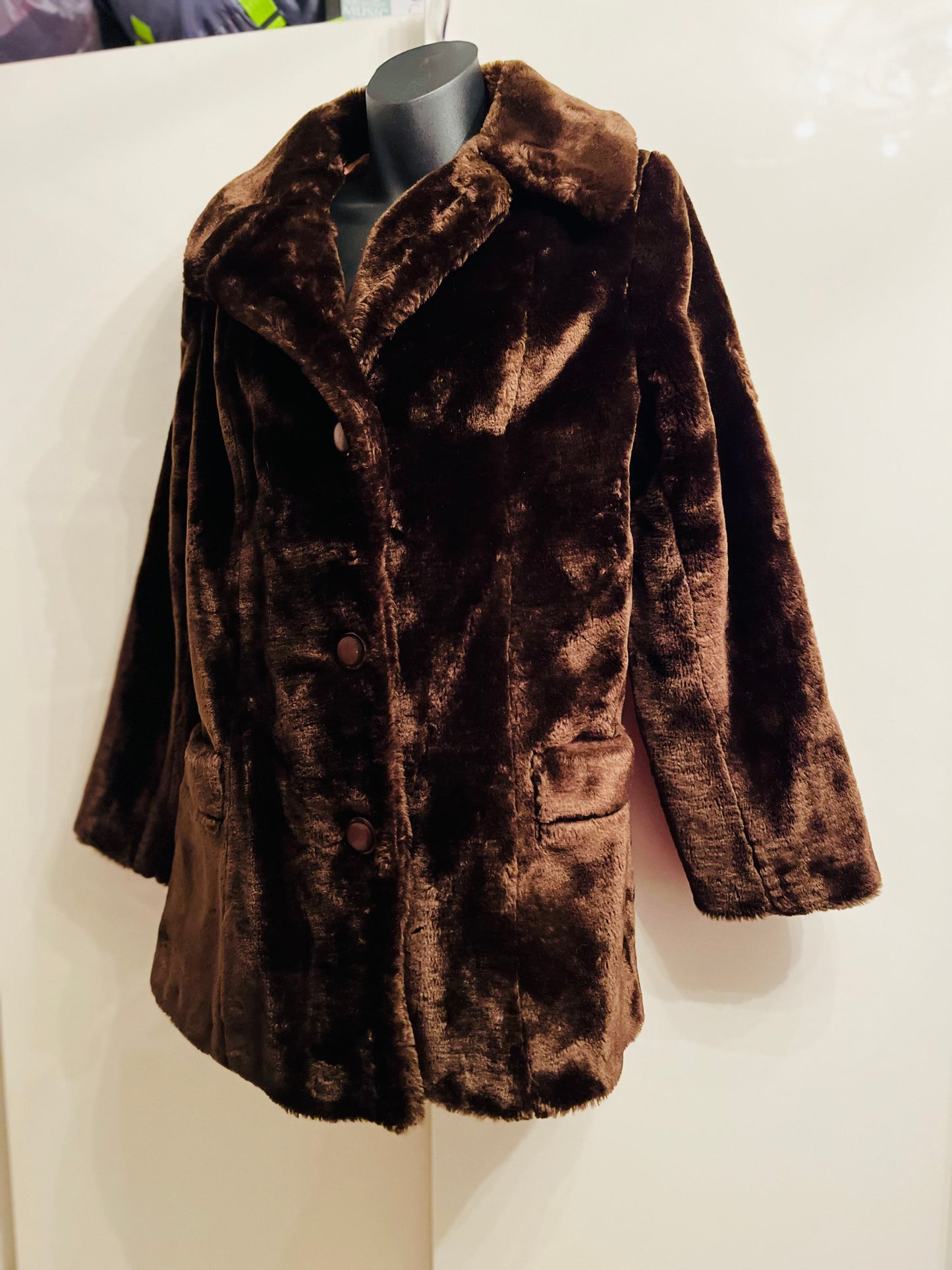 Original 1980s Vintage Faux Fur Coat
