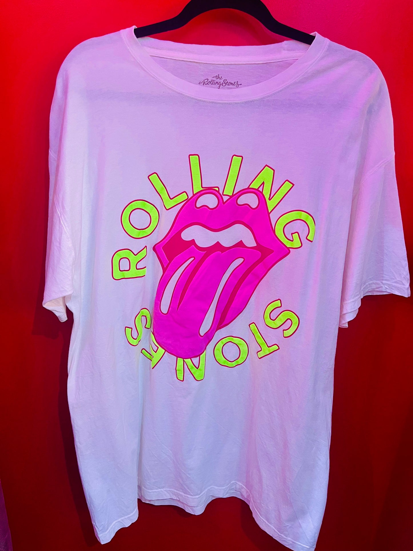 Pink Neon Rolling Stones Band Top