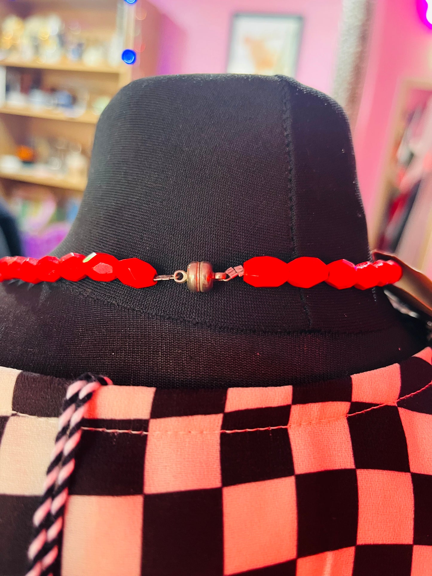 1980s Vintage Red Beaded Necklace