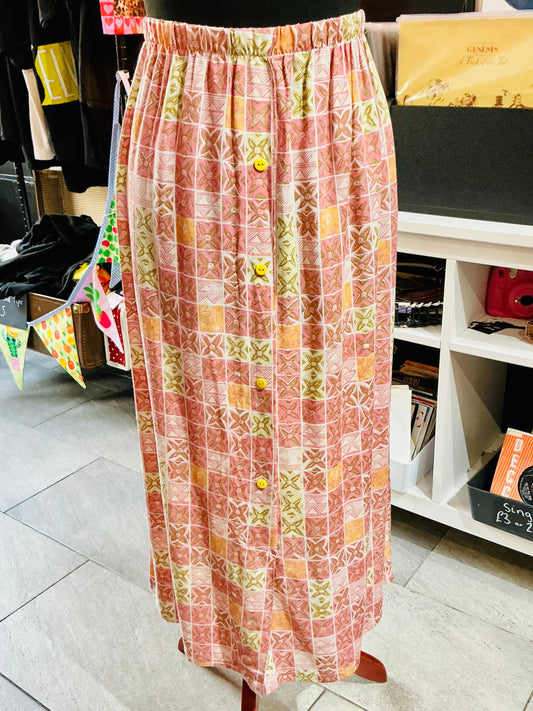 1960s Vintage Miss Jenny Pink Pattern Skirt