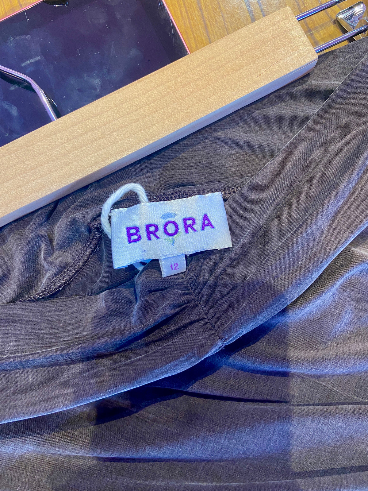 Long Ash Brown Skirt with Ruched Waist