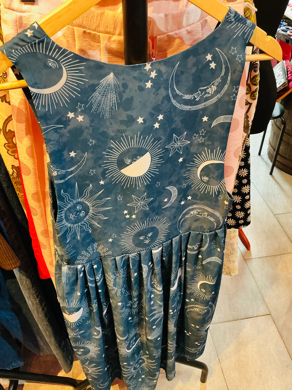 Teal Sun and Moon Cosmic Drifters Dress