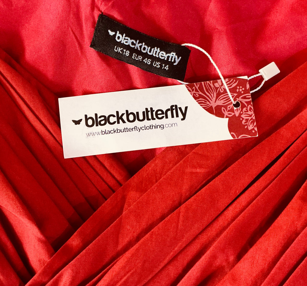 Deep Red 50s Style Black Butterfly Swing Dress