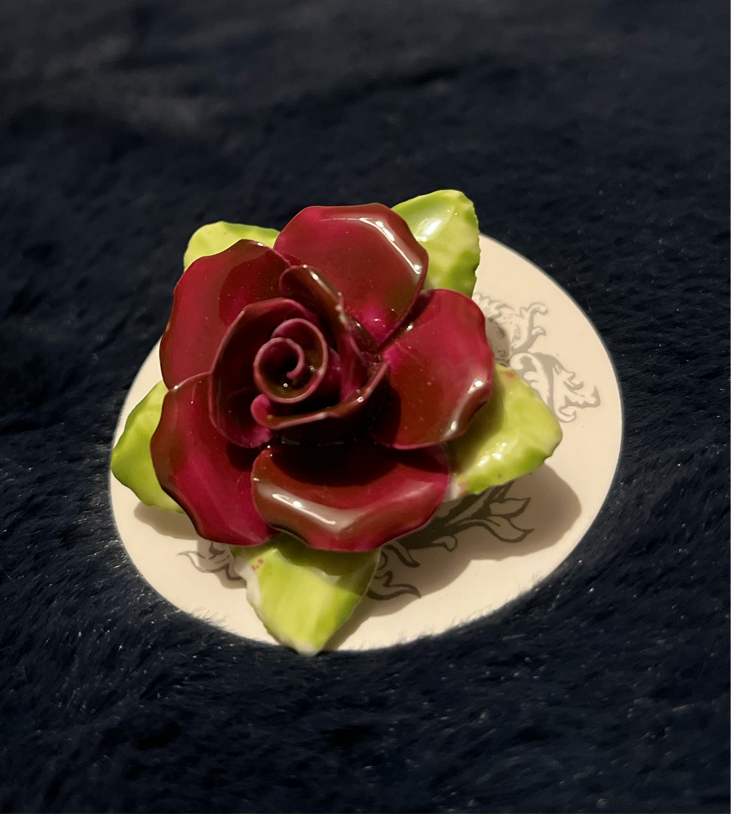 Red Rose Coalport Pottery Brooch