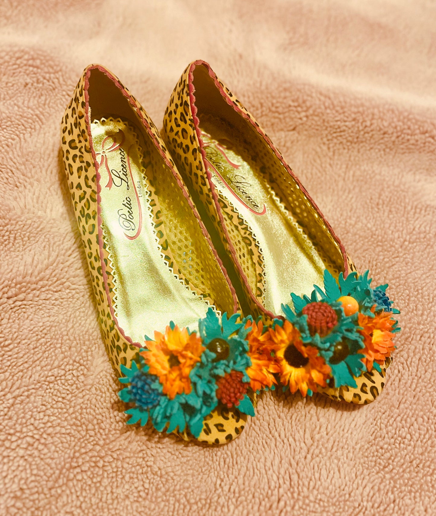 Poetic Licence at Irregular Choice Leopard Print Tropical Tiki Floral Wedges- Size 5 EU 38