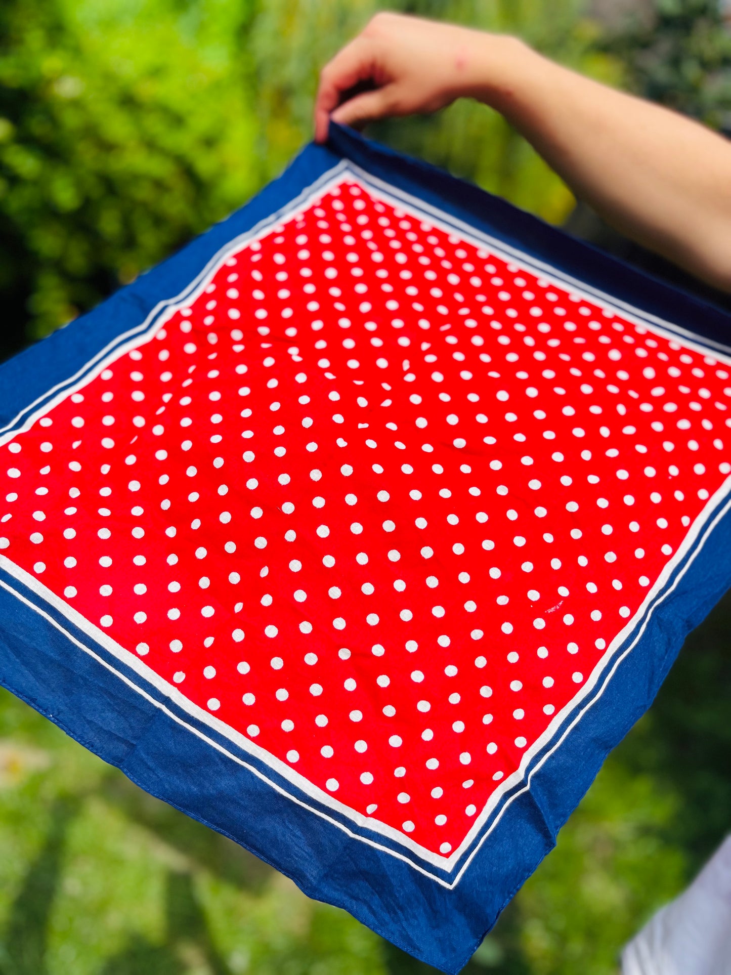 Small Square Red and White Polka Dot Headscarf