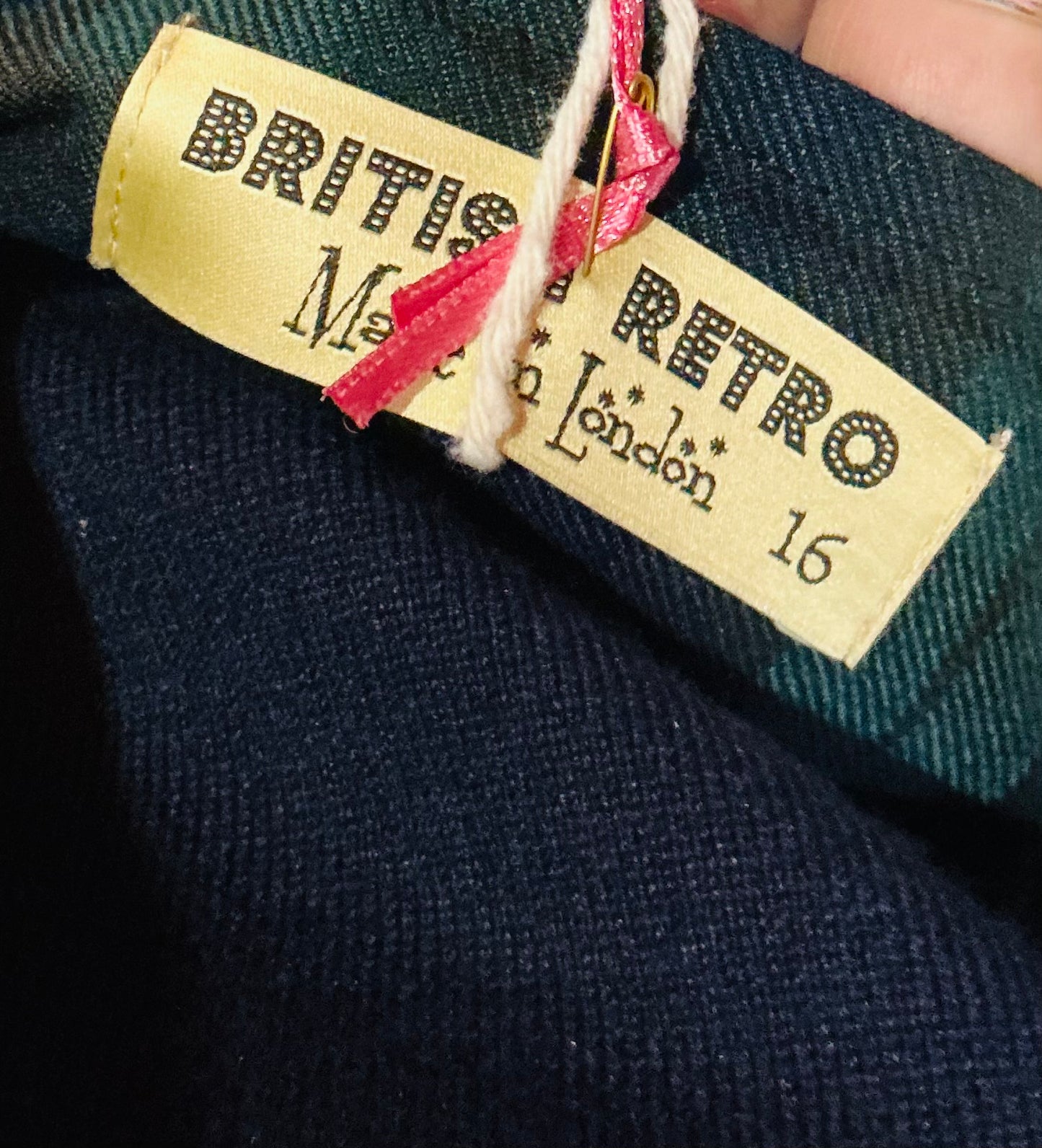 British Retro Navy and Green Plaid Pinafore Skirt