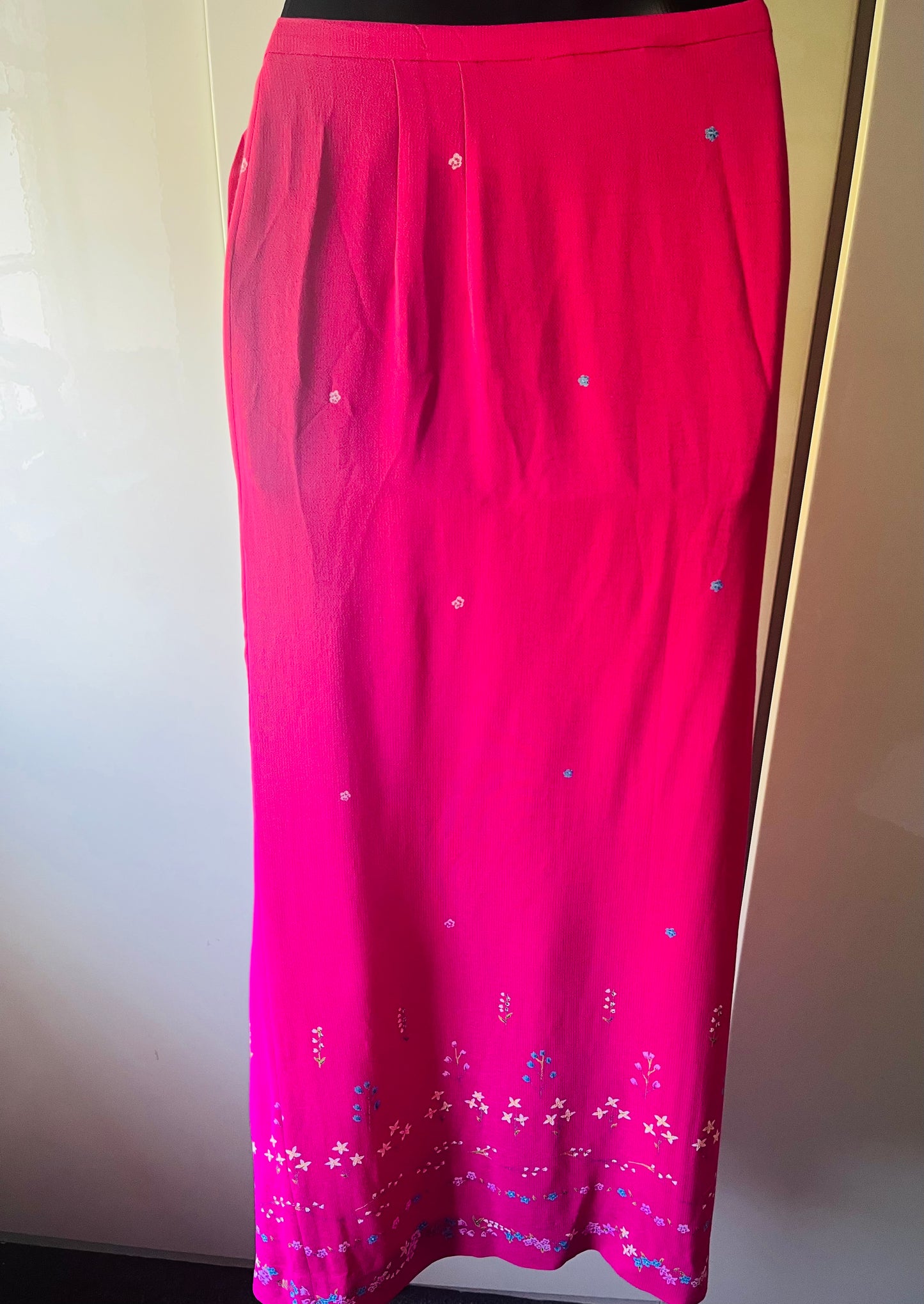 Melanie Black Cerise Pink Wrap Skirt- Size M