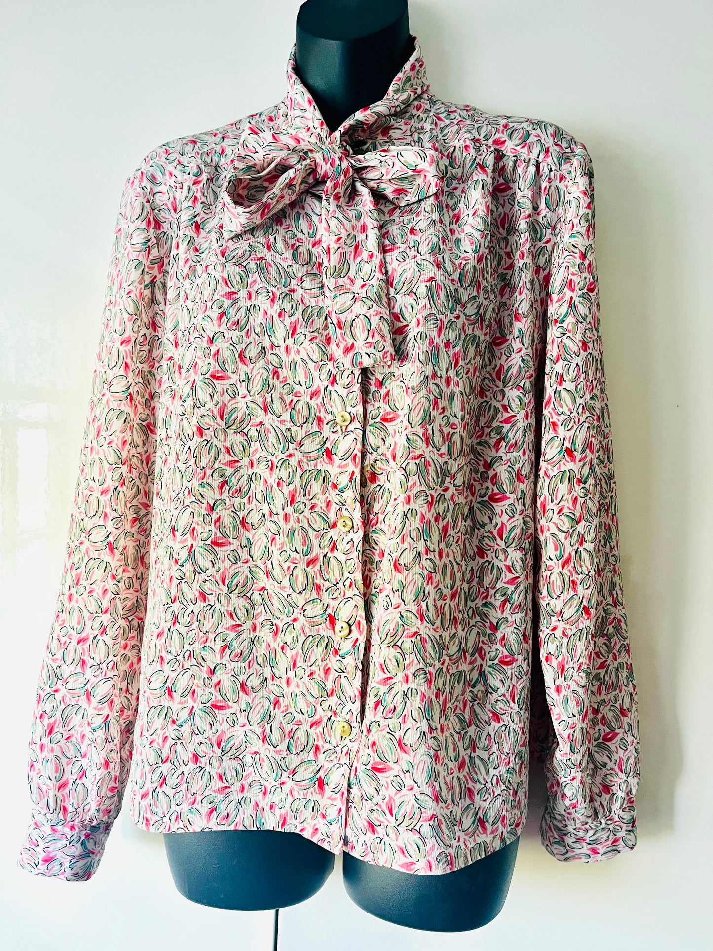 Original 1980s Vintage Eastex Pink Tulip Blouse