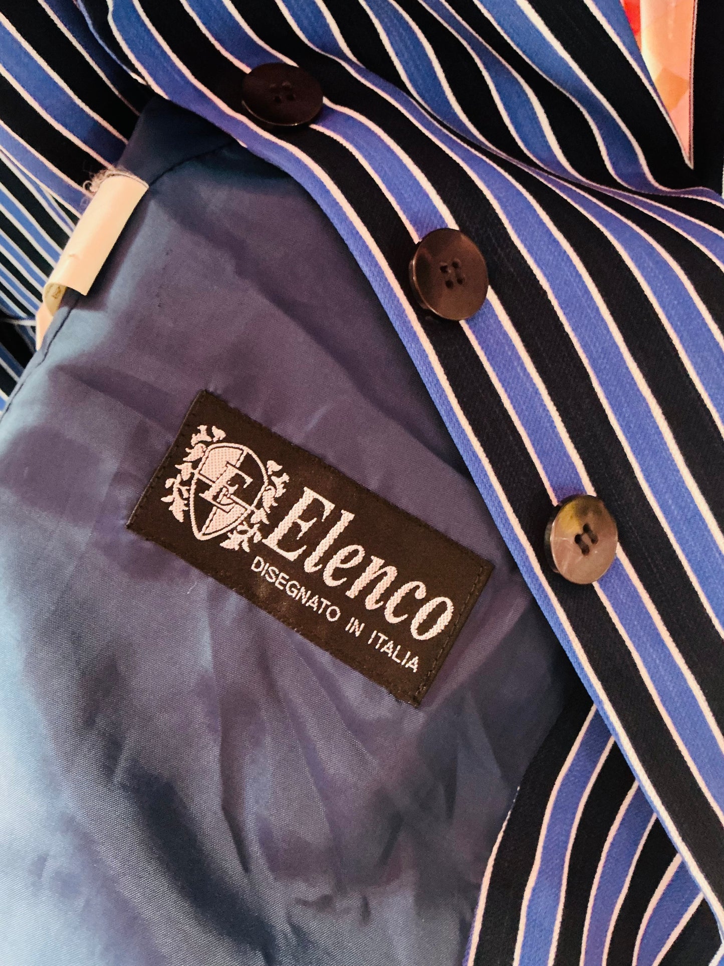 Blue and Black Pinstriped Elenco Blazer Jacket