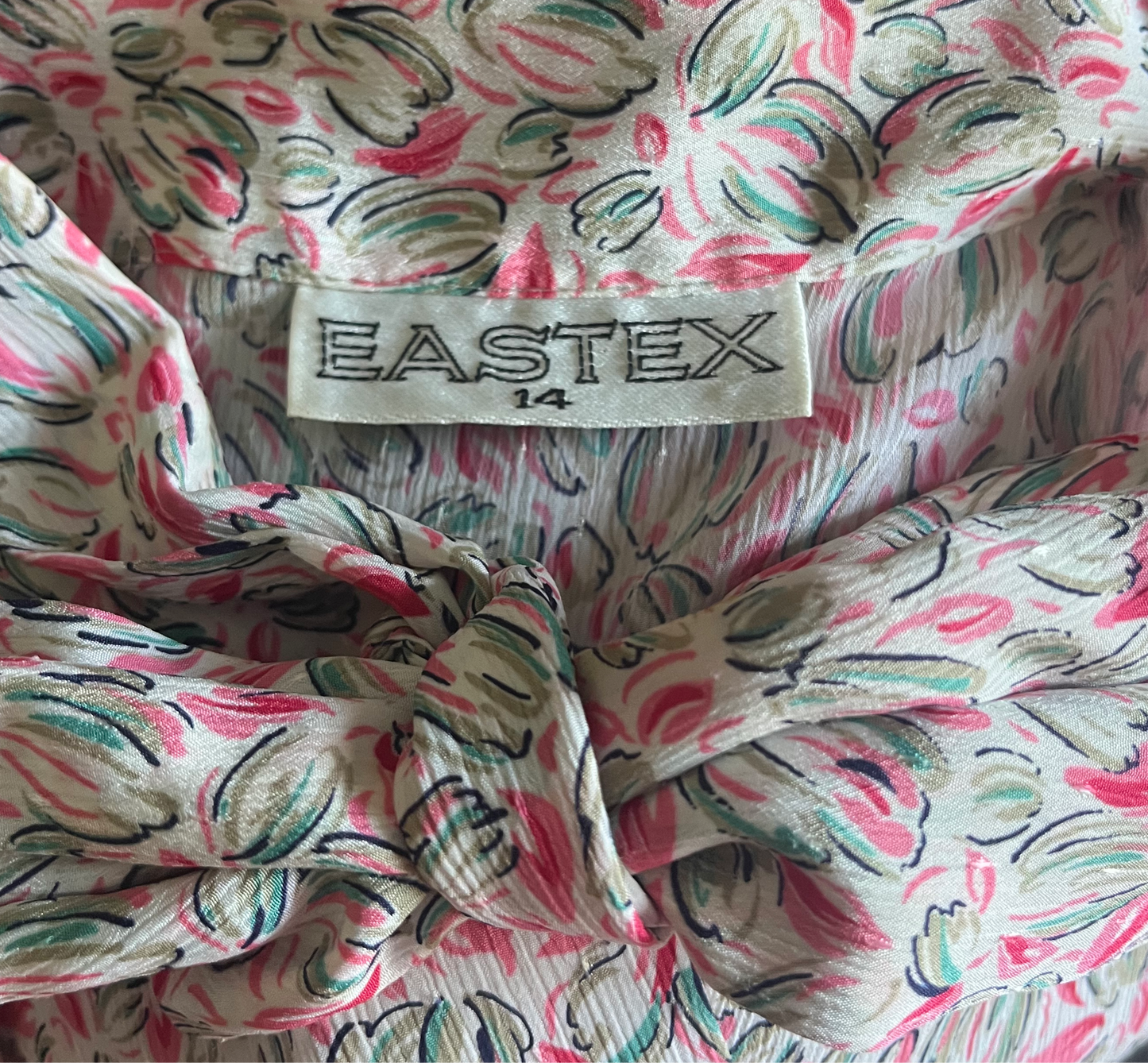 Original 1980s Vintage Eastex Pink Tulip Blouse
