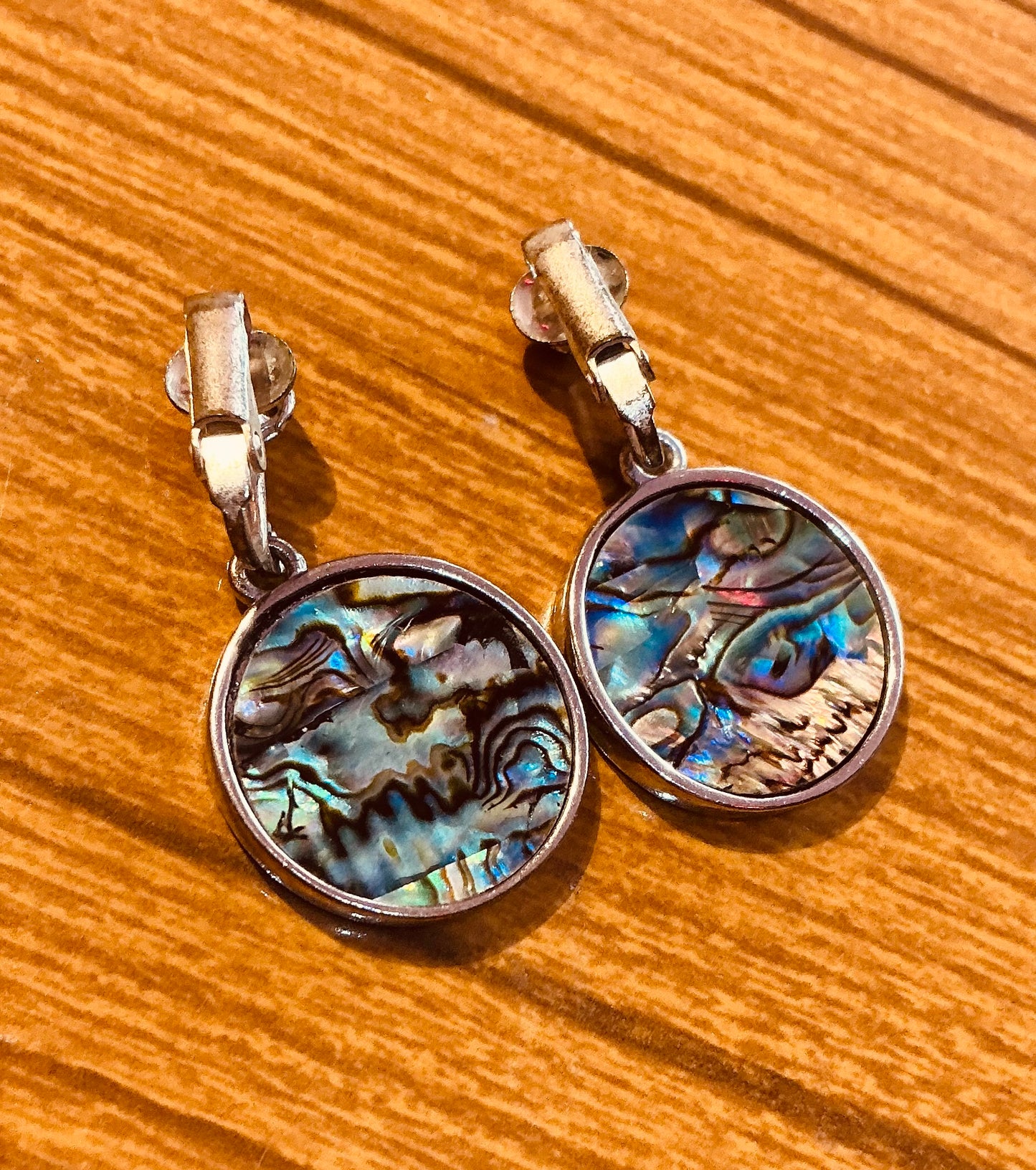 Tree of Life Abelone Shell Clip on Earrings