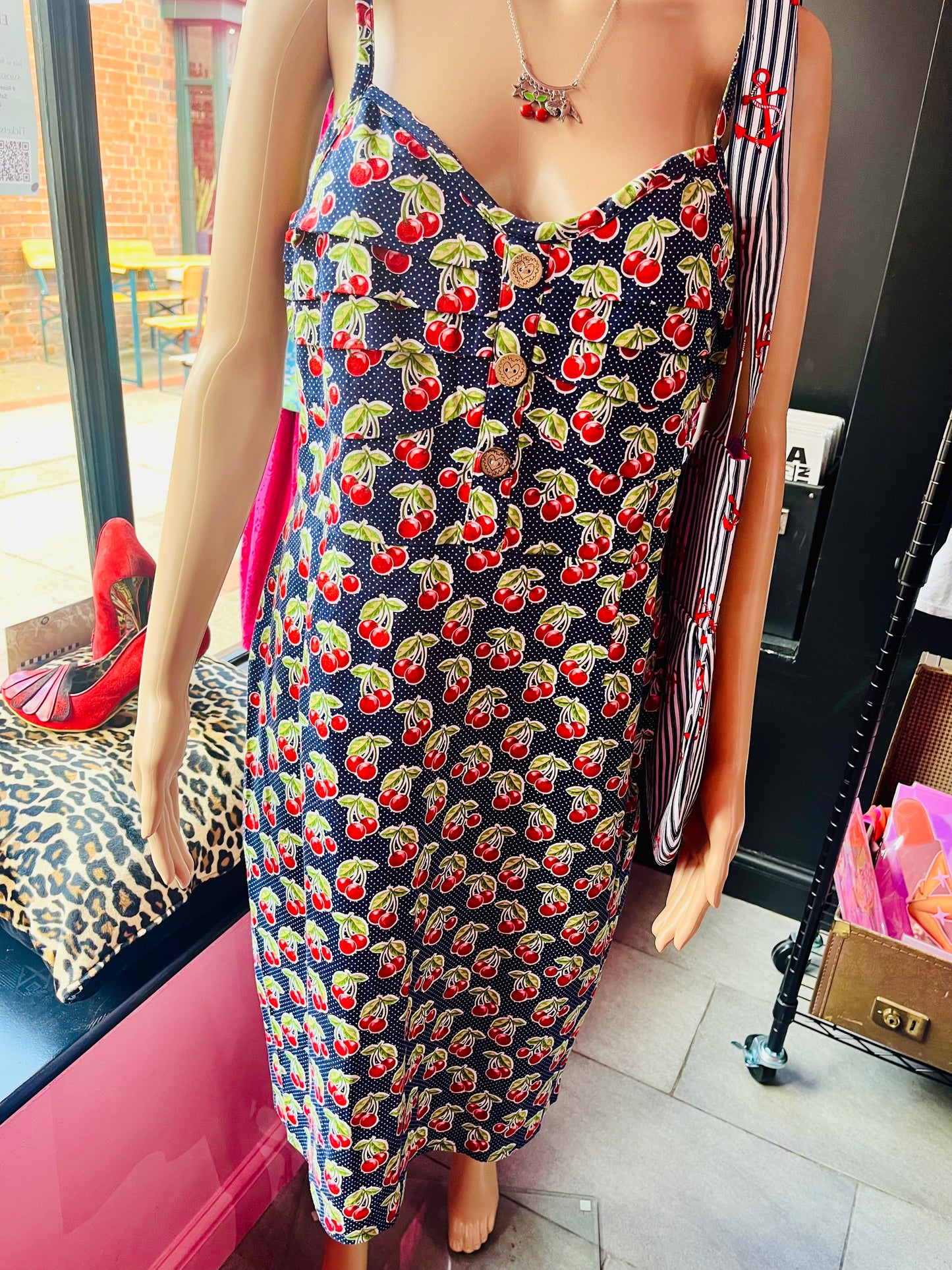 1950s Rockabilly Cherry Print Joe Browns Pencil Dress