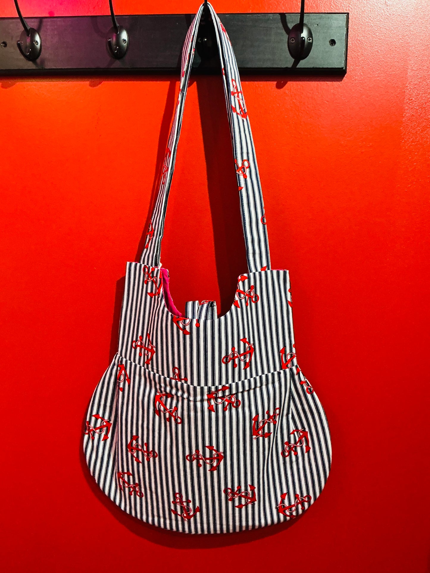 Handmade Vintage Fabric Nautical Anchor Handbag