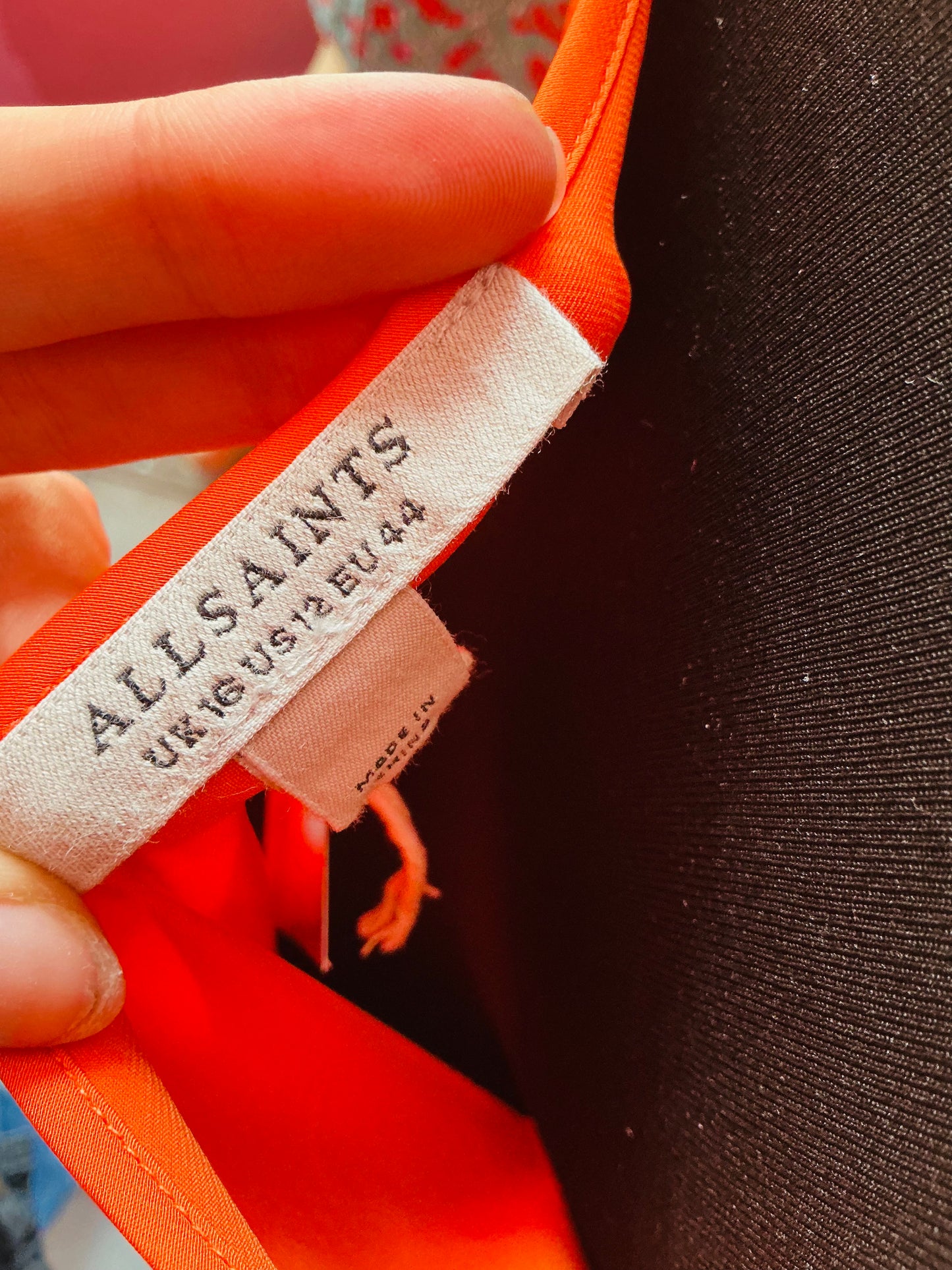 Allsaints Orange Satin Slip Maxi Dress