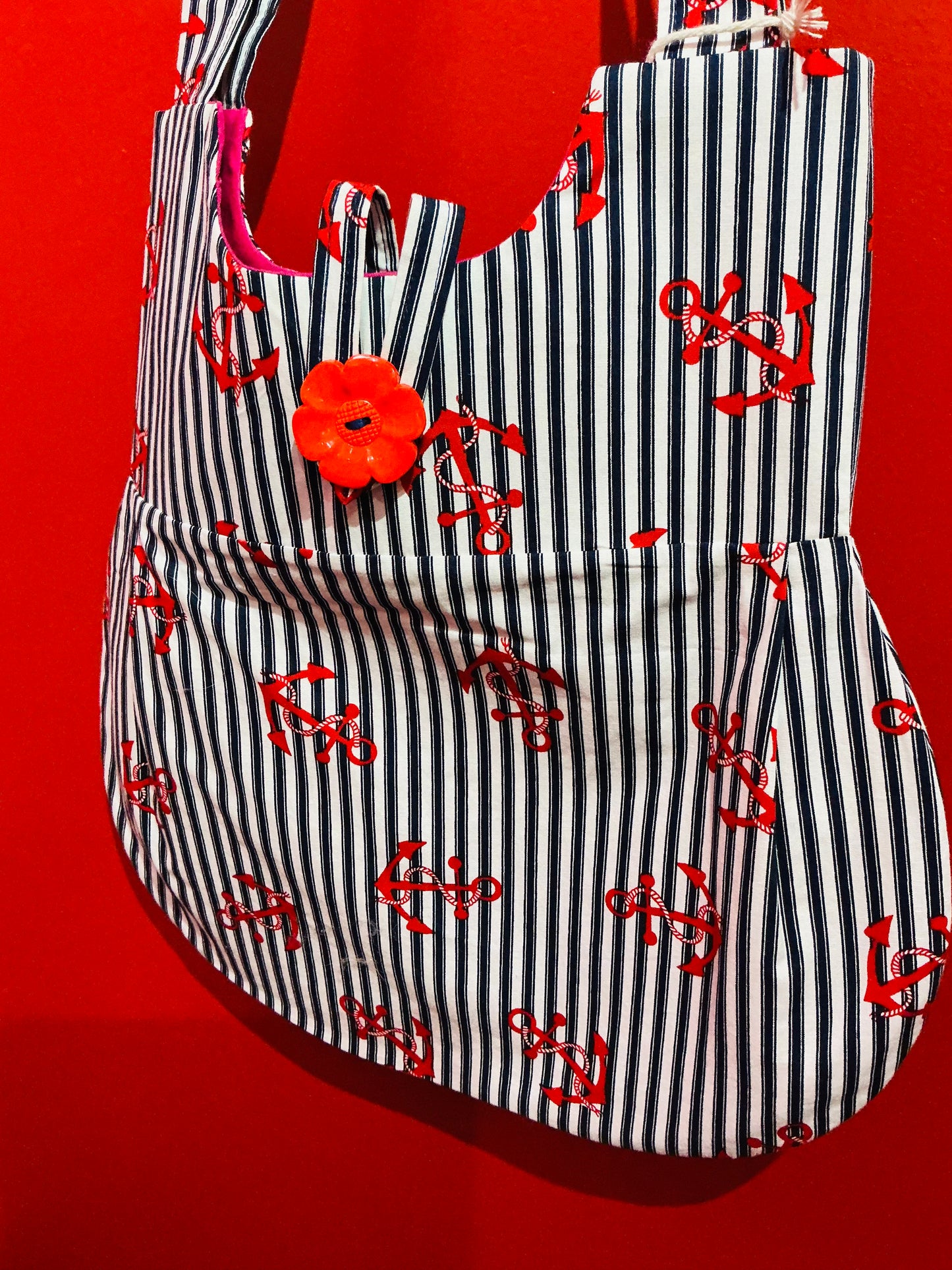 Handmade Vintage Fabric Nautical Anchor Handbag