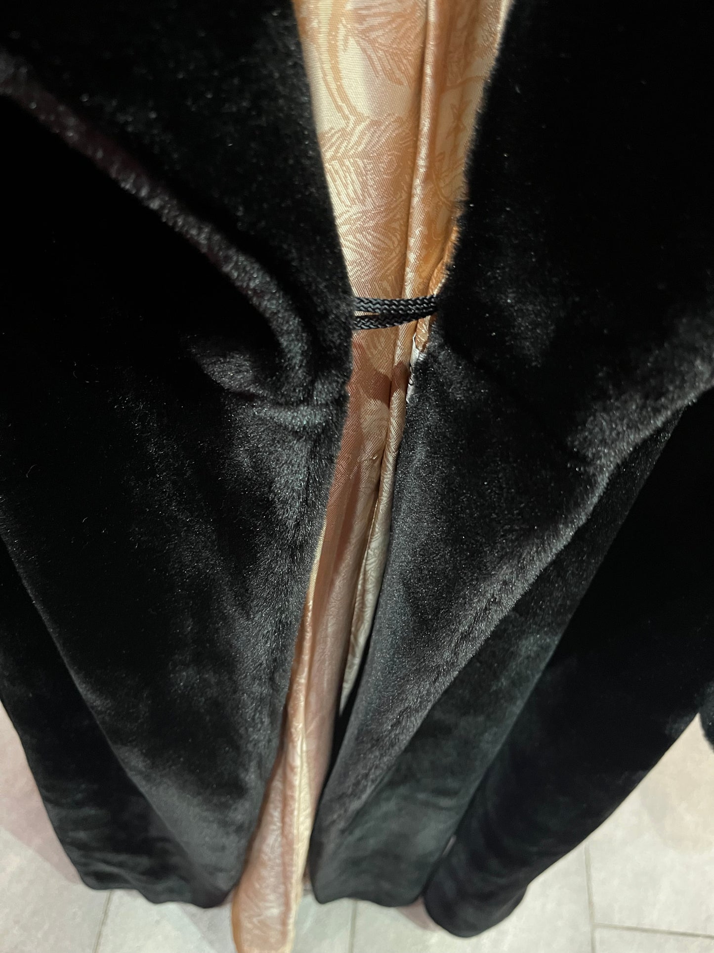 1980s Original Vintage Black Faux Fur Long Dress Coat