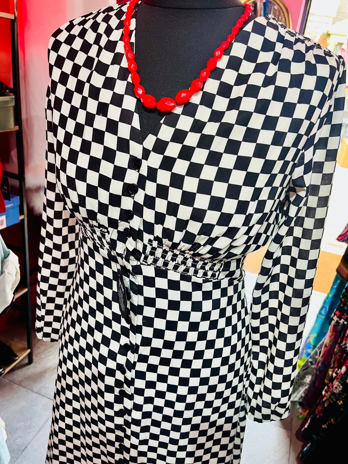 Black and White Checkerboard Joanie Dress