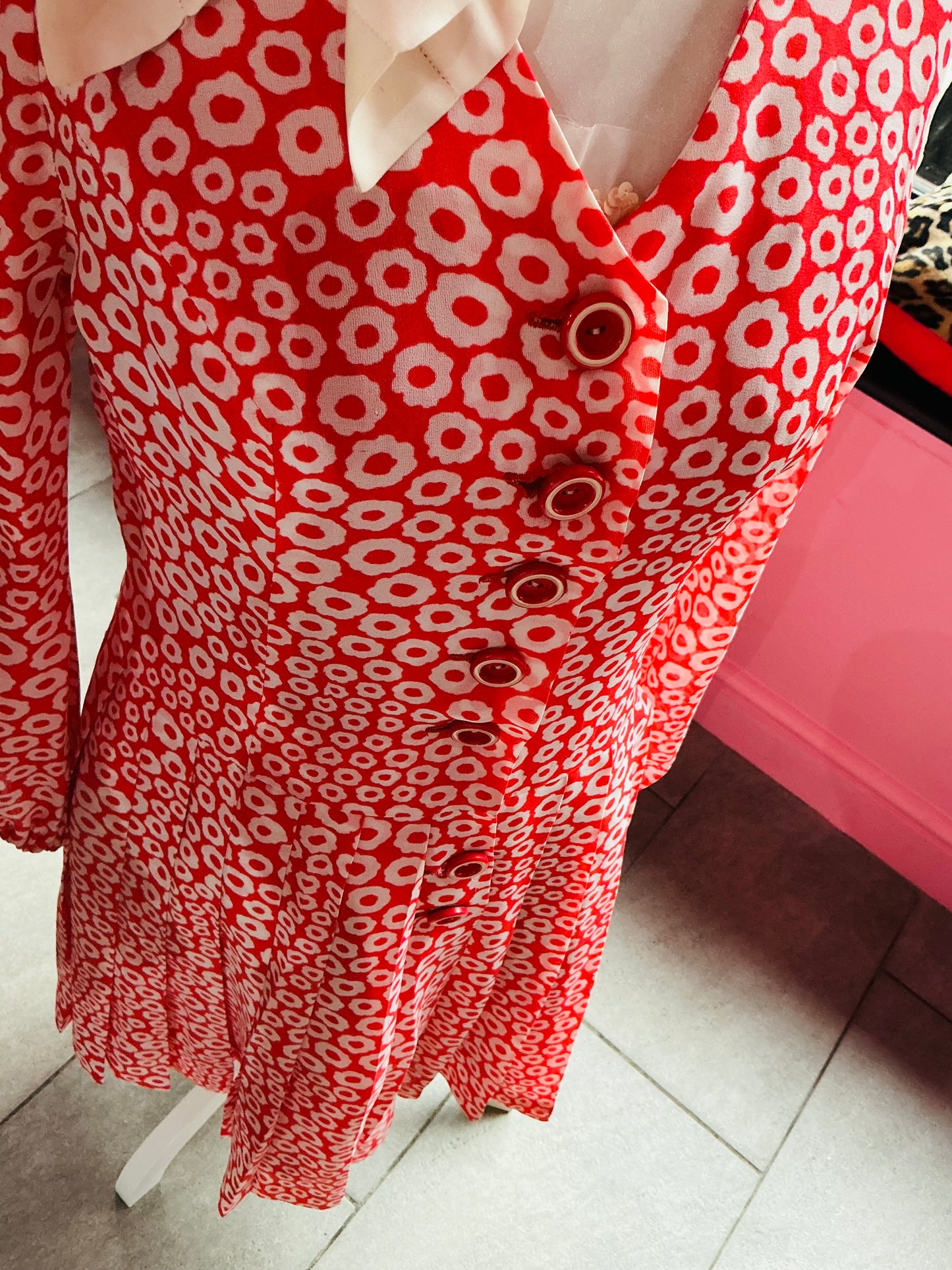 Original 1960s Jane de Liege Orange Daisy Floral Midi Dress