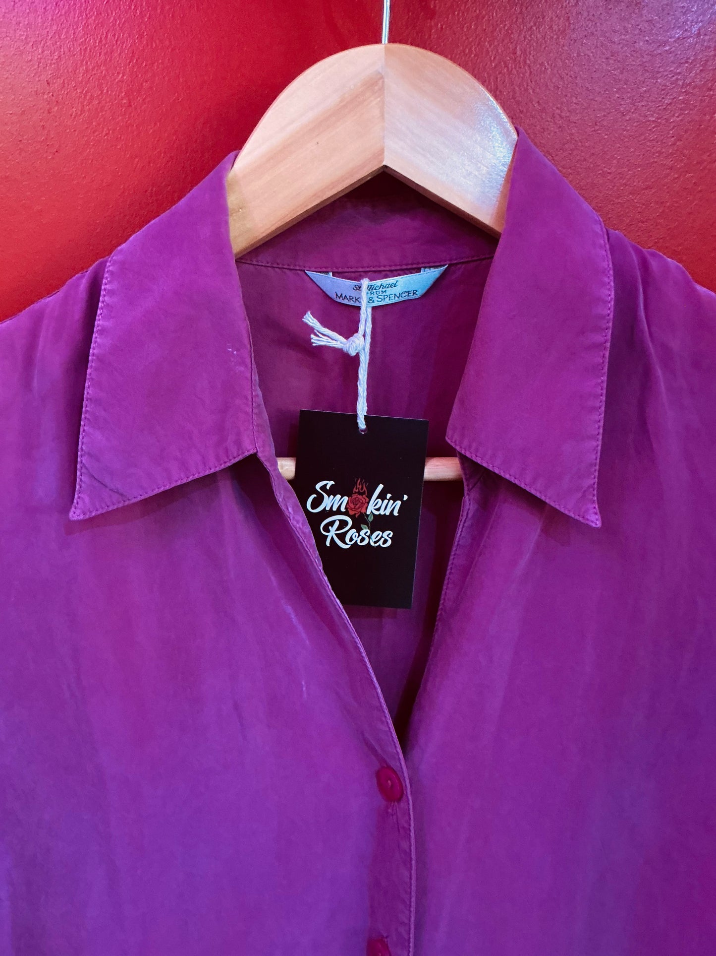 1980s Vintage Magenta Pink St Michael Sleeveless Shirt