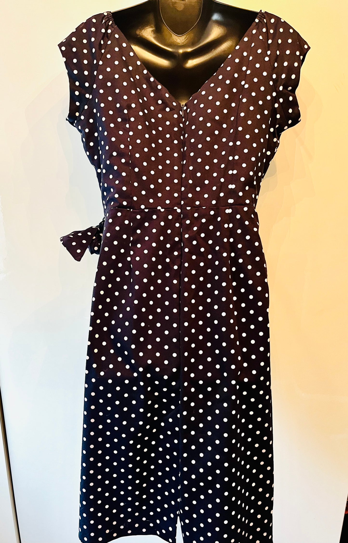 The Pretty Dress Company Navy and white polka wiggle dress