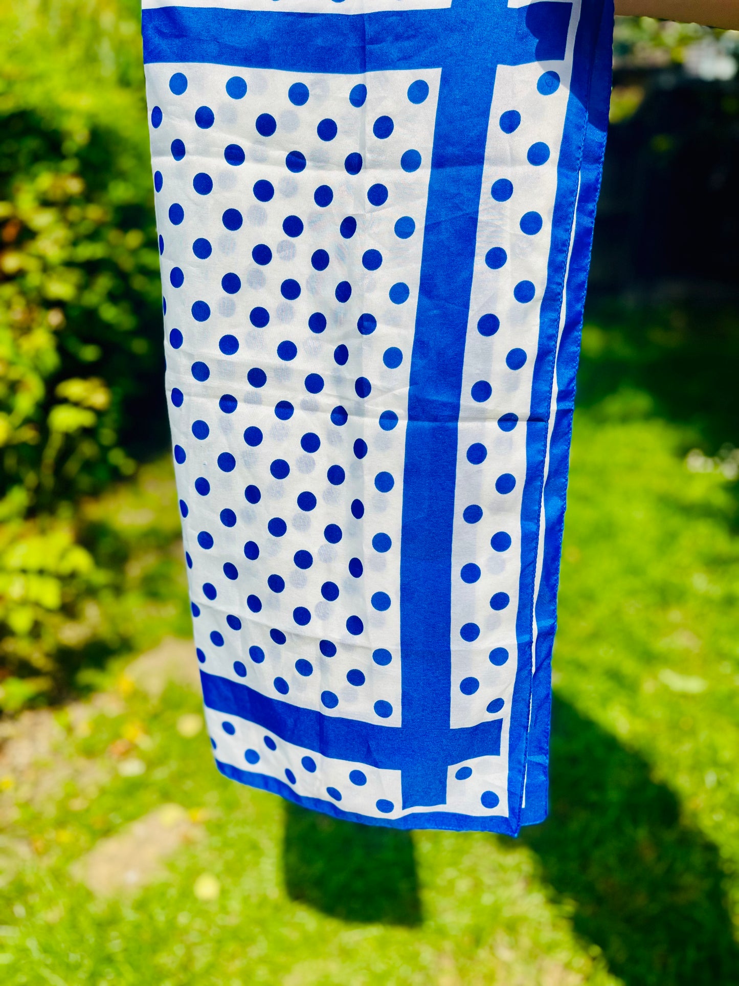 Blue and White Polka Dot Headscarf