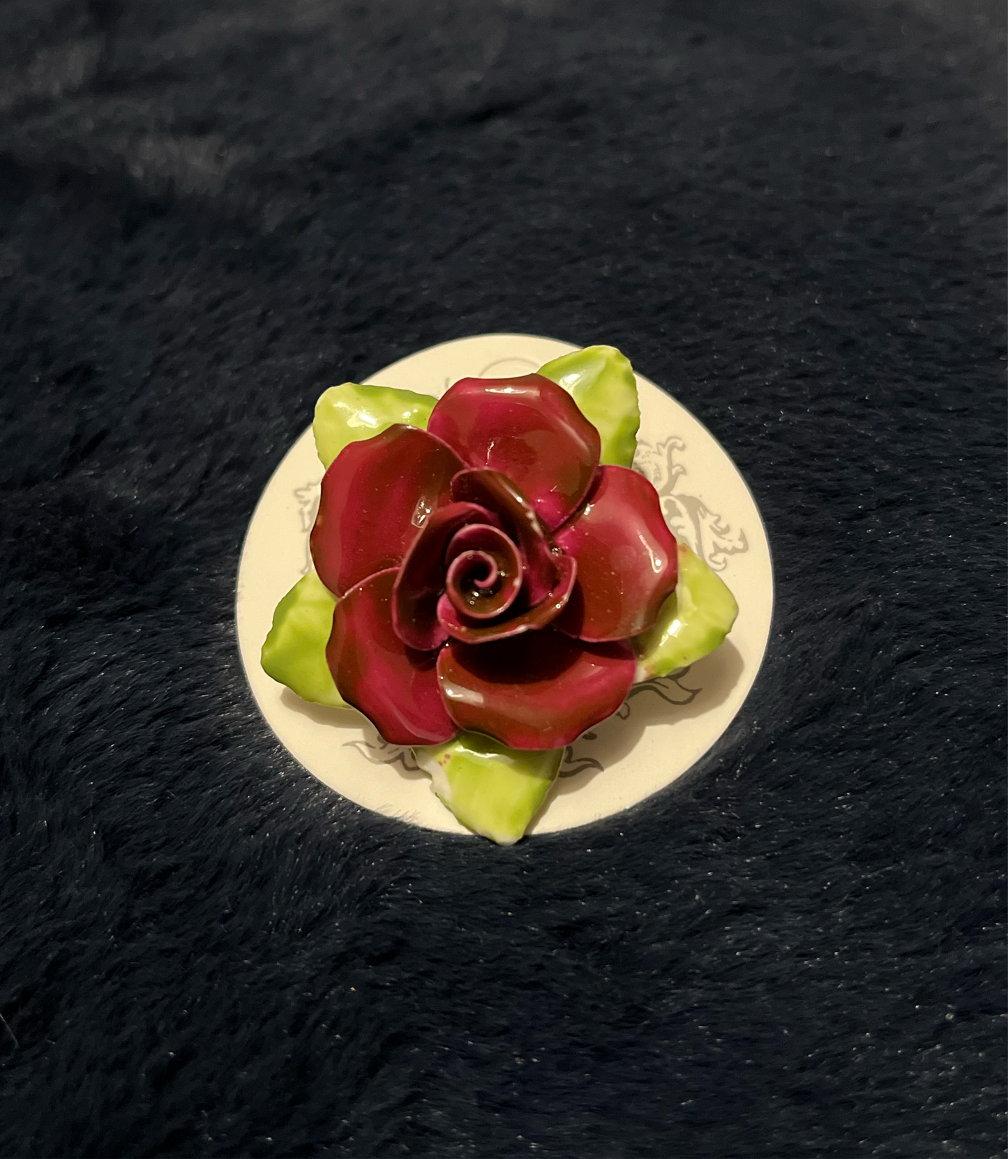 Red Rose Coalport Pottery Brooch