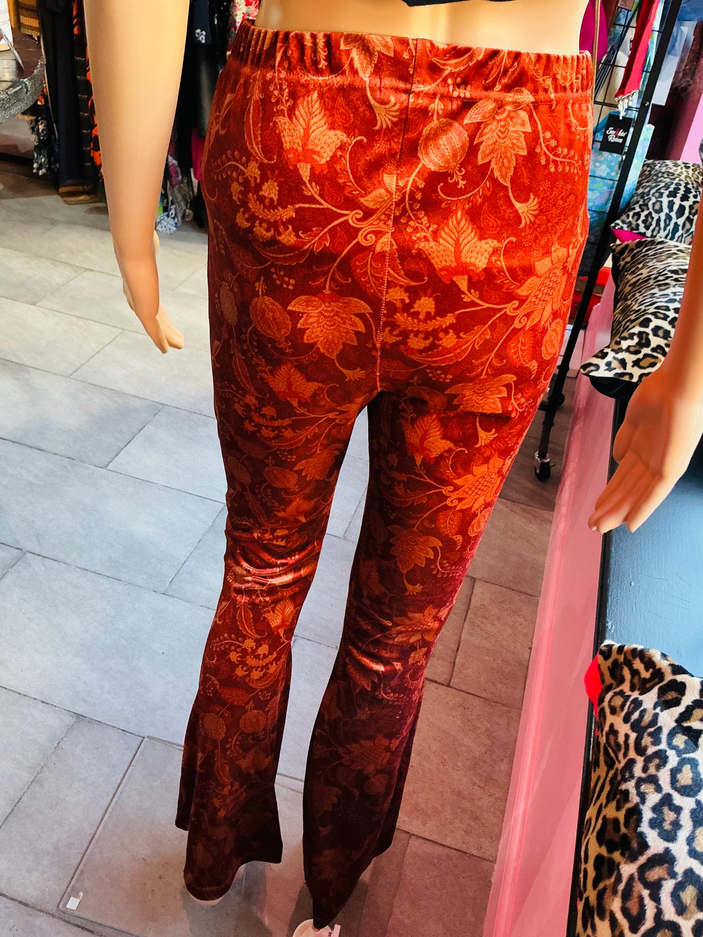 Urban Renewal Autumnal Brocade Patterned Velvet Flared Trousers