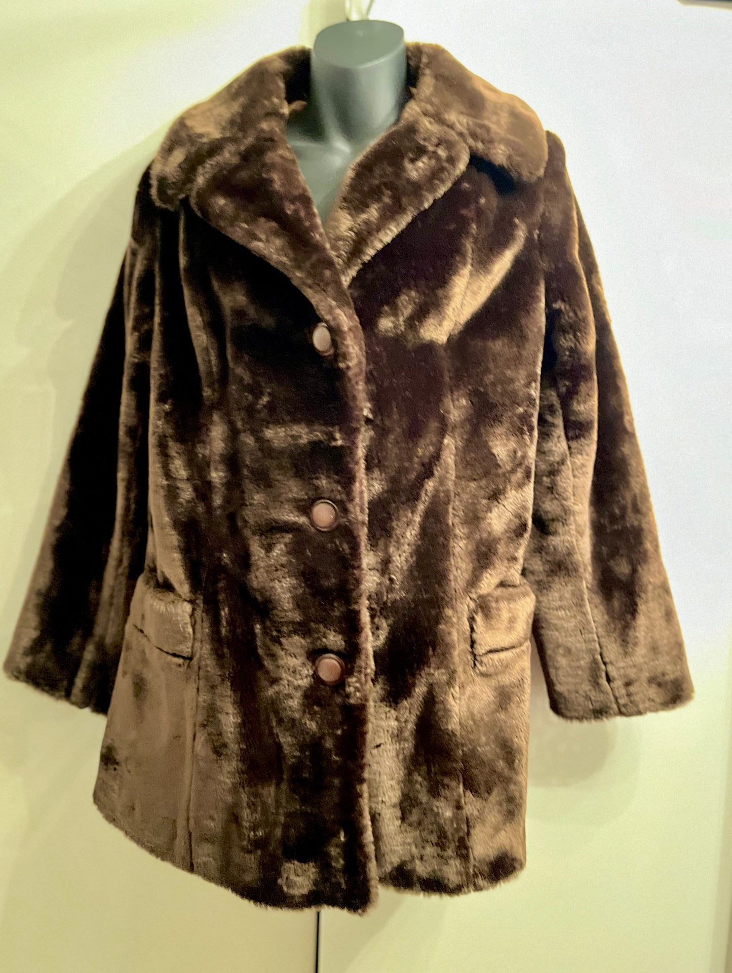 Original 1980s Vintage Faux Fur Coat