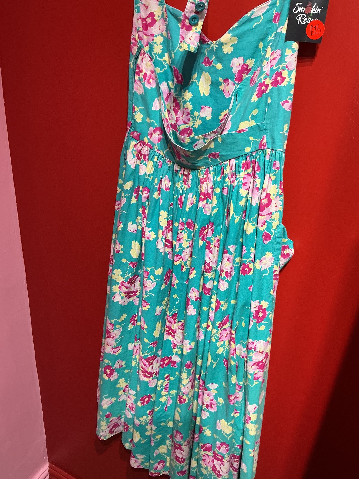 1980s Vintage Laura Ashley Floral Halter neck Swing Dress