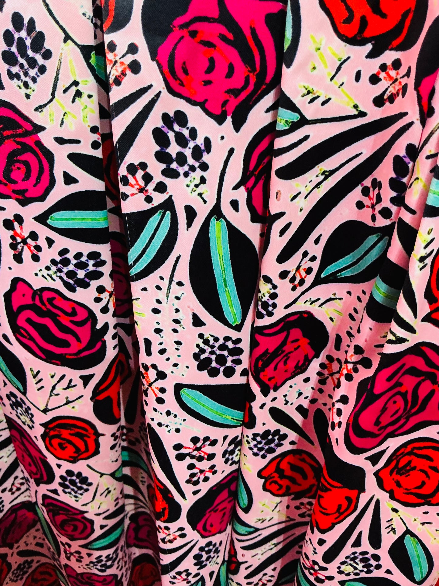 Red and Pink Rose Lindy Bop 1950s Style Swing Dress