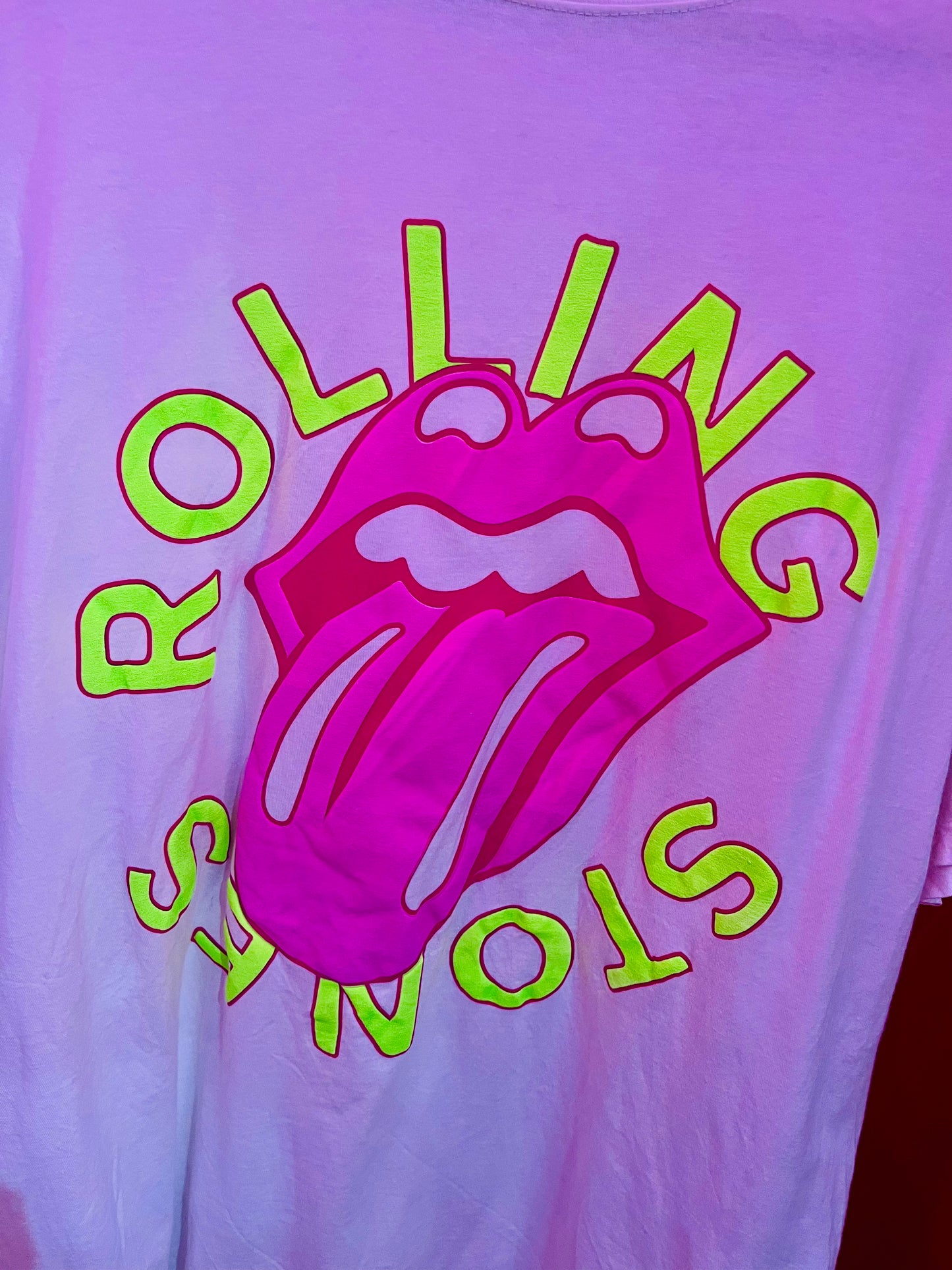 Pink Neon Rolling Stones Band Top
